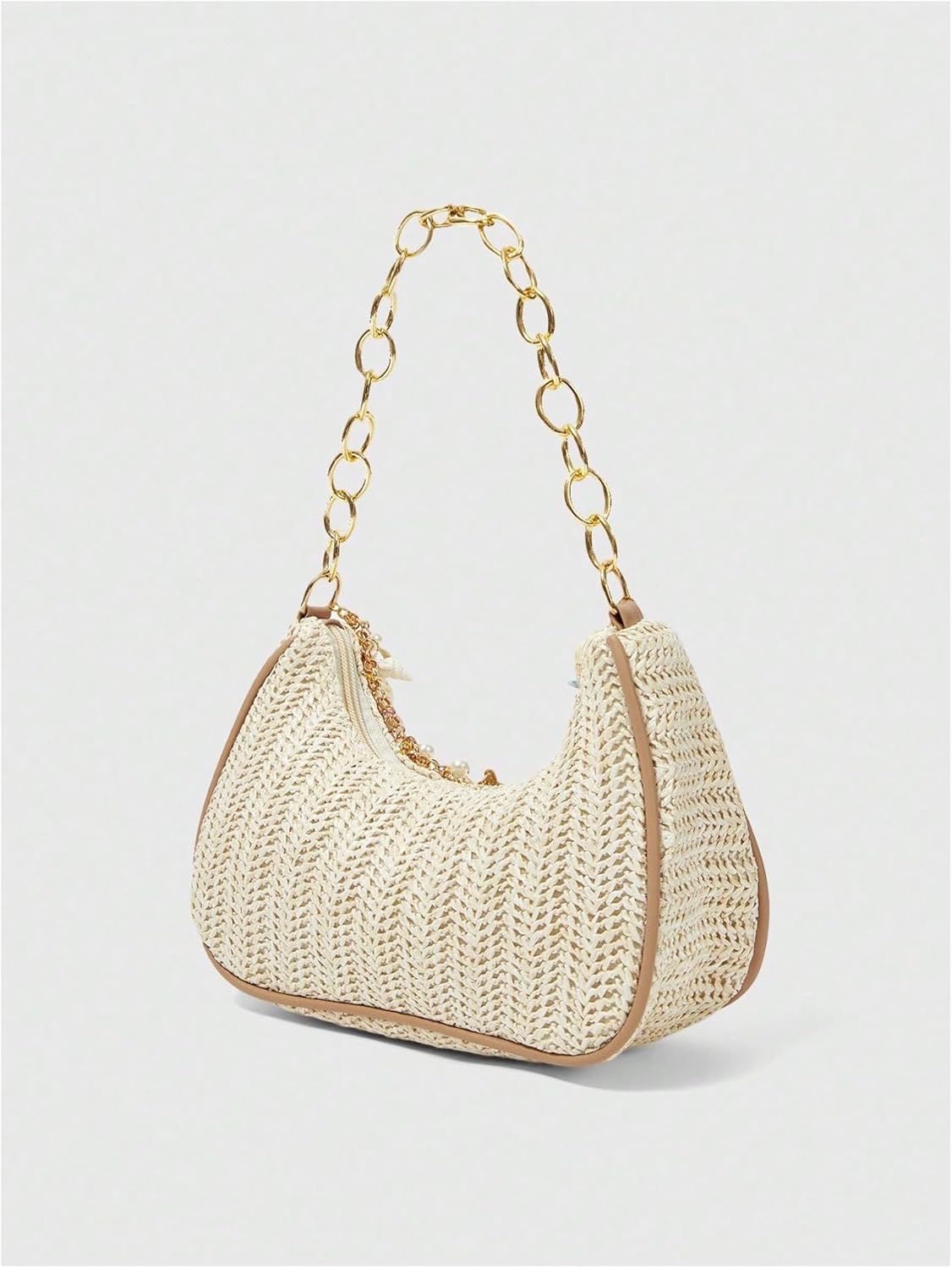 Verdusa Women's Boho Seashell Starfish Straw Shoulder Handbags Chain Strap Top Handle Underarm Bags - Image 3