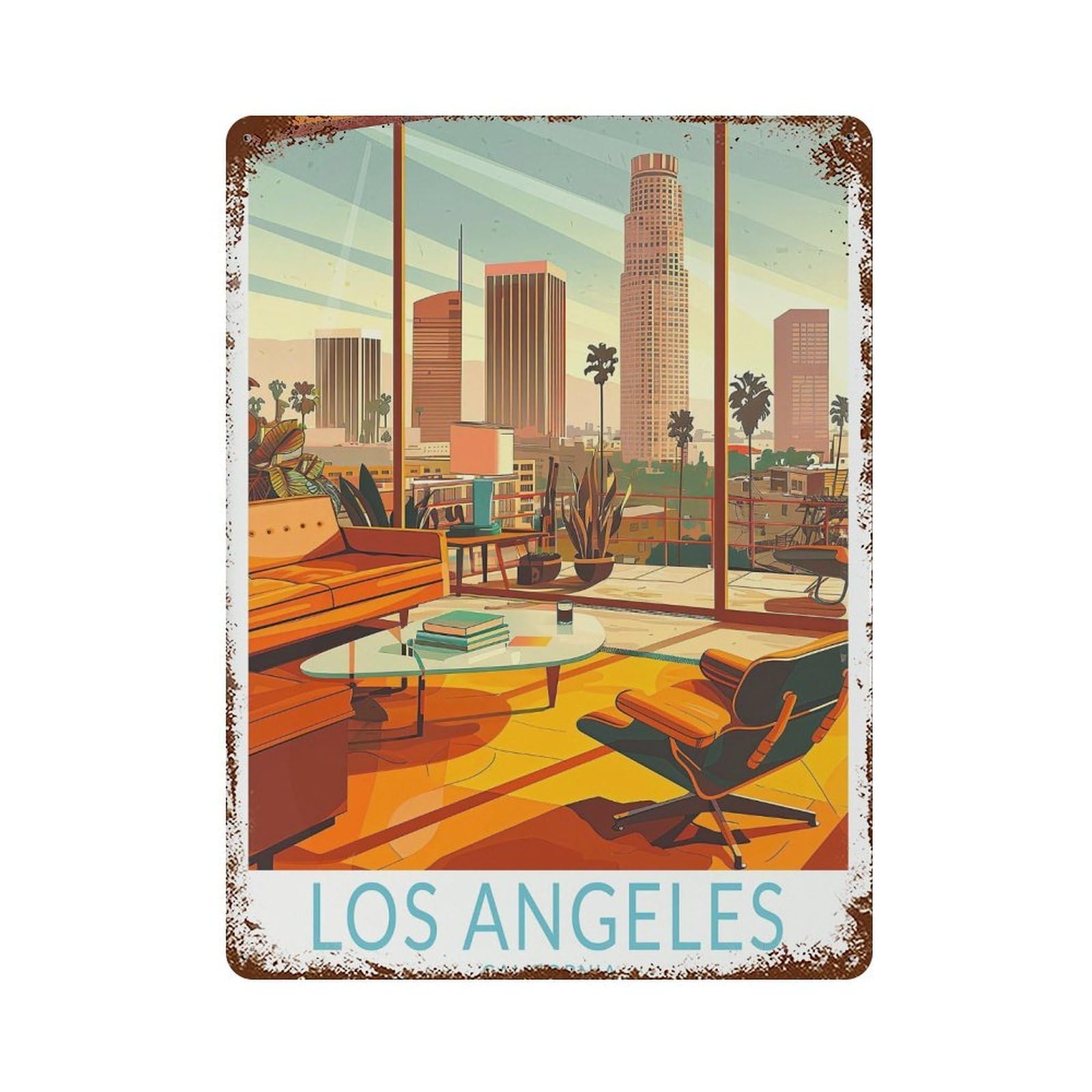 xiaoxiaoshen Los Angeles California Decor, Home Personalised Gift (2) Wall Decor Art Metal Tin Poster Modern Home Decor Art Home Bar Shop Decorations Vintage Sign 40x30cm