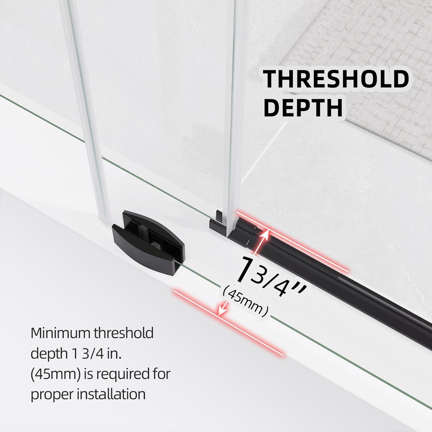 OGONBRICK Frameless Bathtub Shower Door 56-60 in. W x 60 in. H Sliding Bathroom Tub Shower Doors 1/4 inch Clear Tempered Glass Tub Door for Walk-in Shower Matte Black Harewares