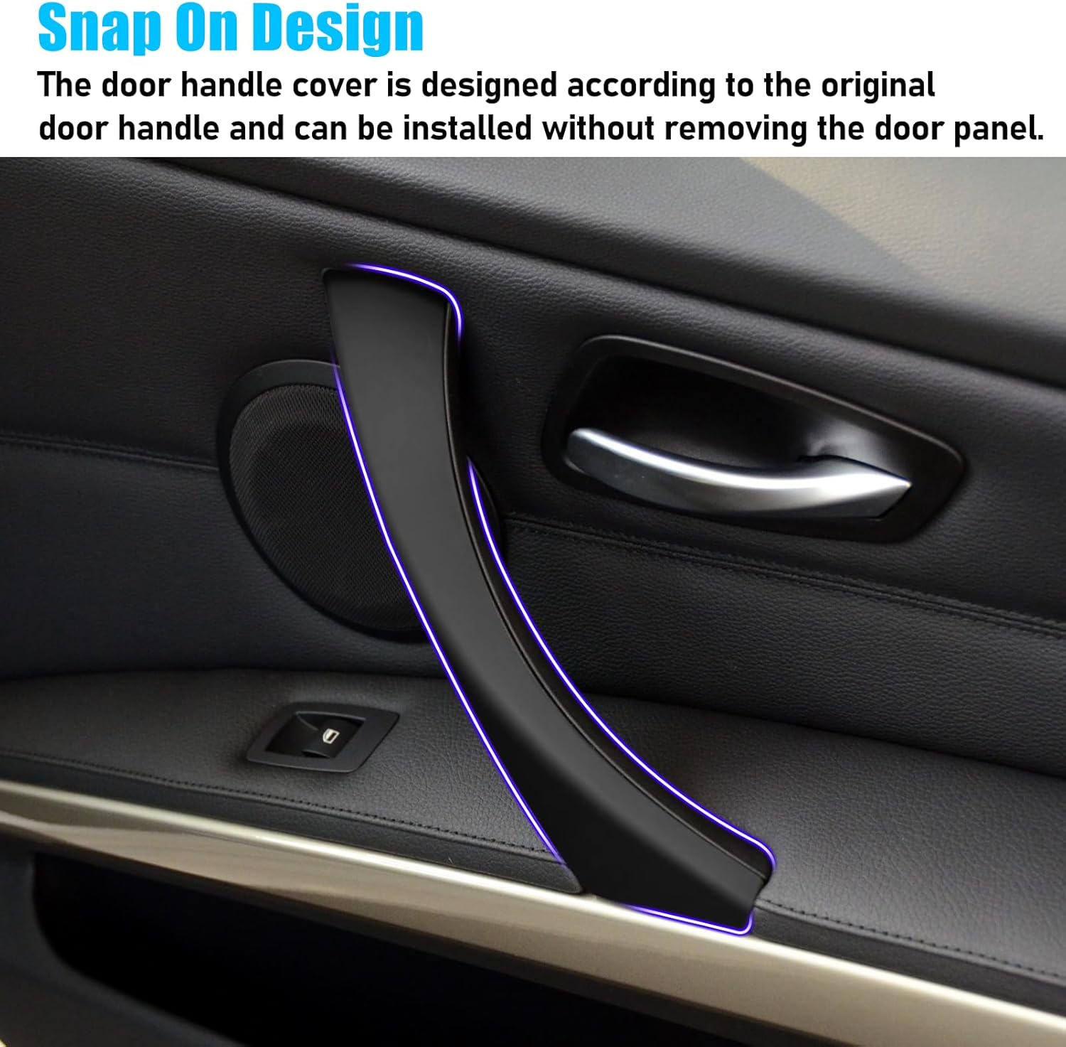 Jaronx Compatible with BMW 3 Series E90/E91 Door Handle Covers, 6PCS Door Pull Handle Cover for BMW 325i 328i 335i 330i 2006-2011, Left and Right Passenger Side (Black)