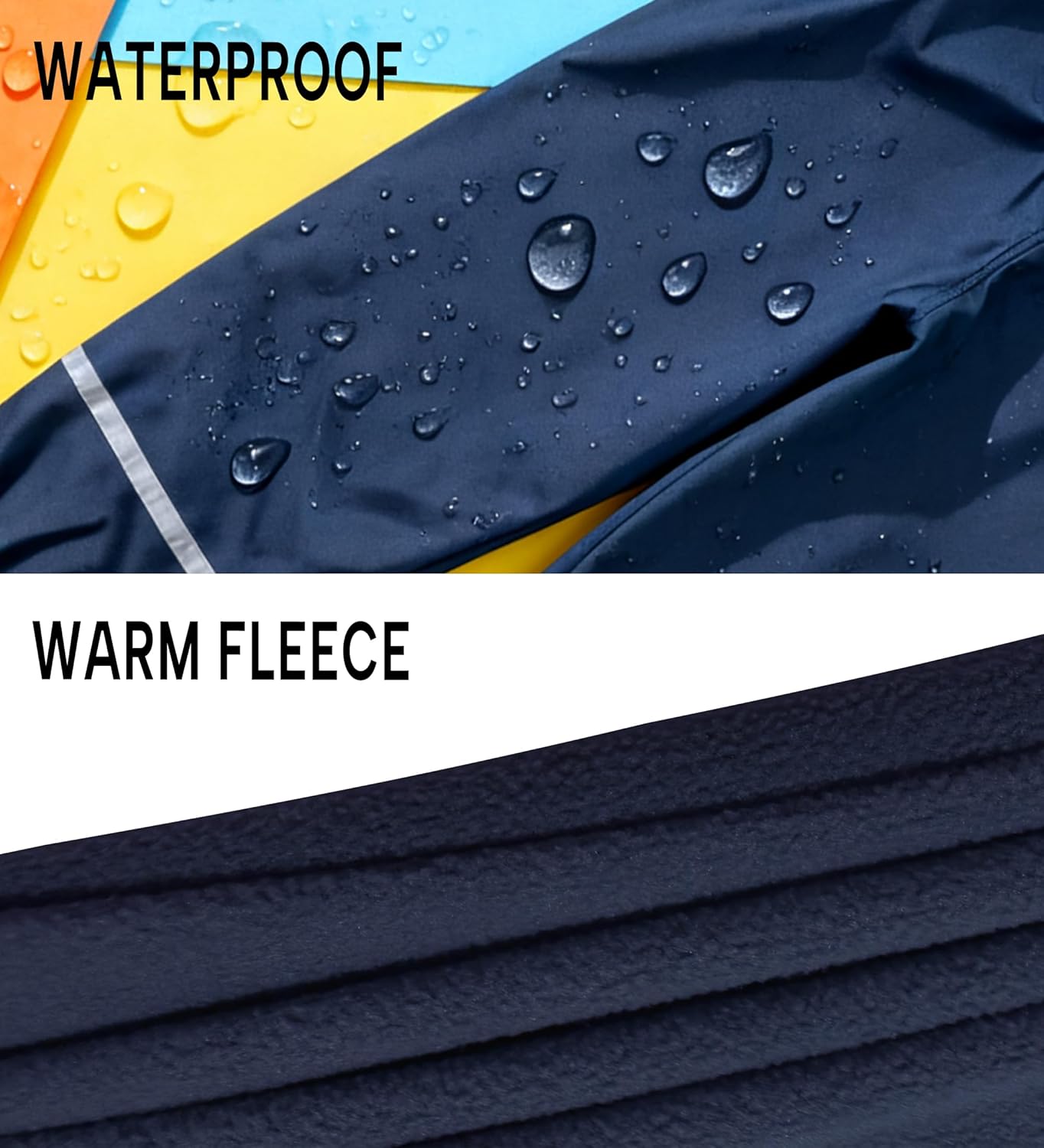 Boys Girls Waterproof Rain Pants Fleece Lined Winter Rain Snow Pants - Image 4