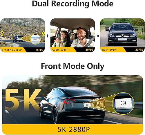 Miniatura 3 de Z-Edge T3P Cámara de tablero 4K de tres canales, 4K+1080P frontal e interior, 1600P+1080P+1080P Cámara triple para automóvil triple de tres vías,