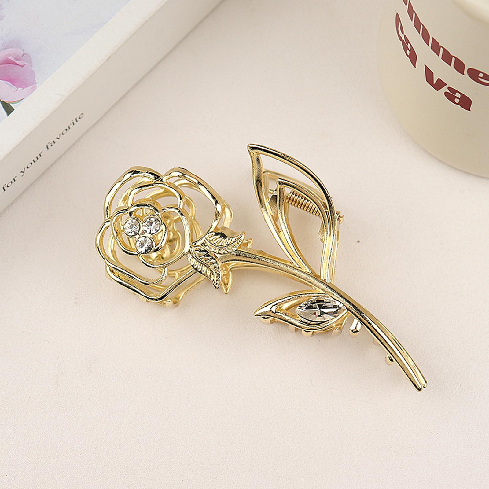 Amazon.com : FRUZJAY Gold Rose Hair Clips Flower Hair Claw Clips