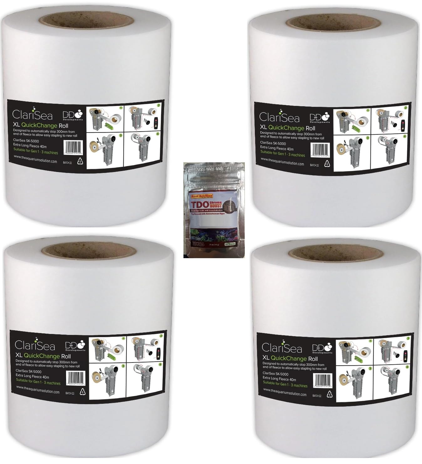 The Aquarium Solution Clarisea 5000 Replacement Fleece D-D for Clarisea SK-5000 Generation 1 to Generation 3 Free Aquarium Fish Food (4 Clarisea 5000 Rolls)