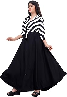 Aarya Designer Women Crepe Printed Collar Neck Full Lenth Gown || Stylish Gown for Girls || Full Length Gown for Women & G... Price In India