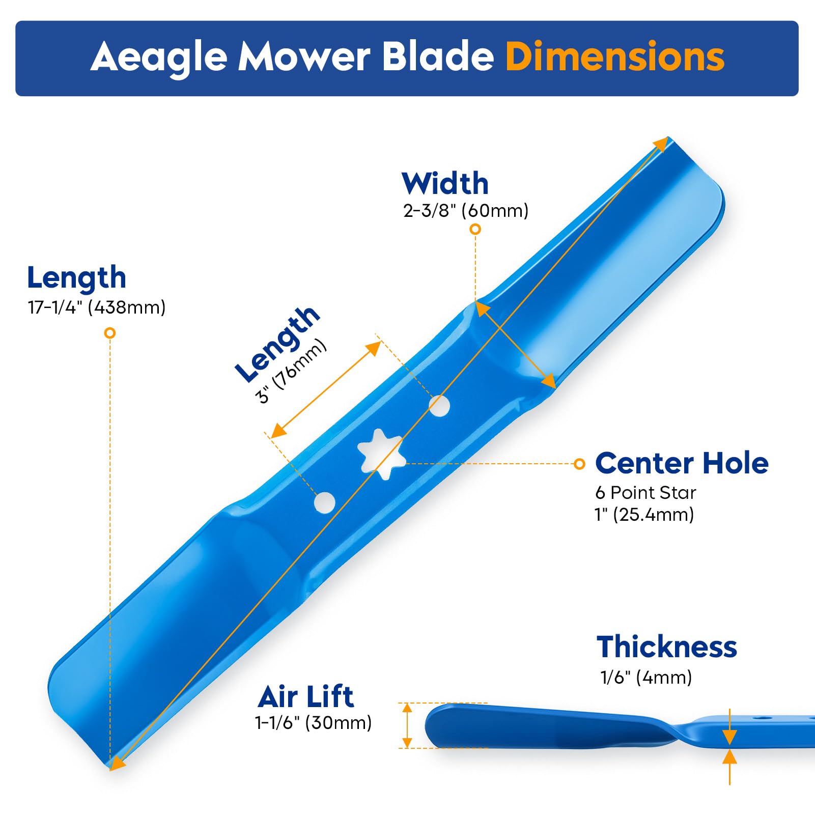 AEagle Cuchilla de elevación media 742-05052A 942-05052A para tractores de césped Cub Cadet Troy Bilt MTD de 50 pulgadas y cortacésped RZT S50 XT1 GT50 LT50 XT2, paquete de 3