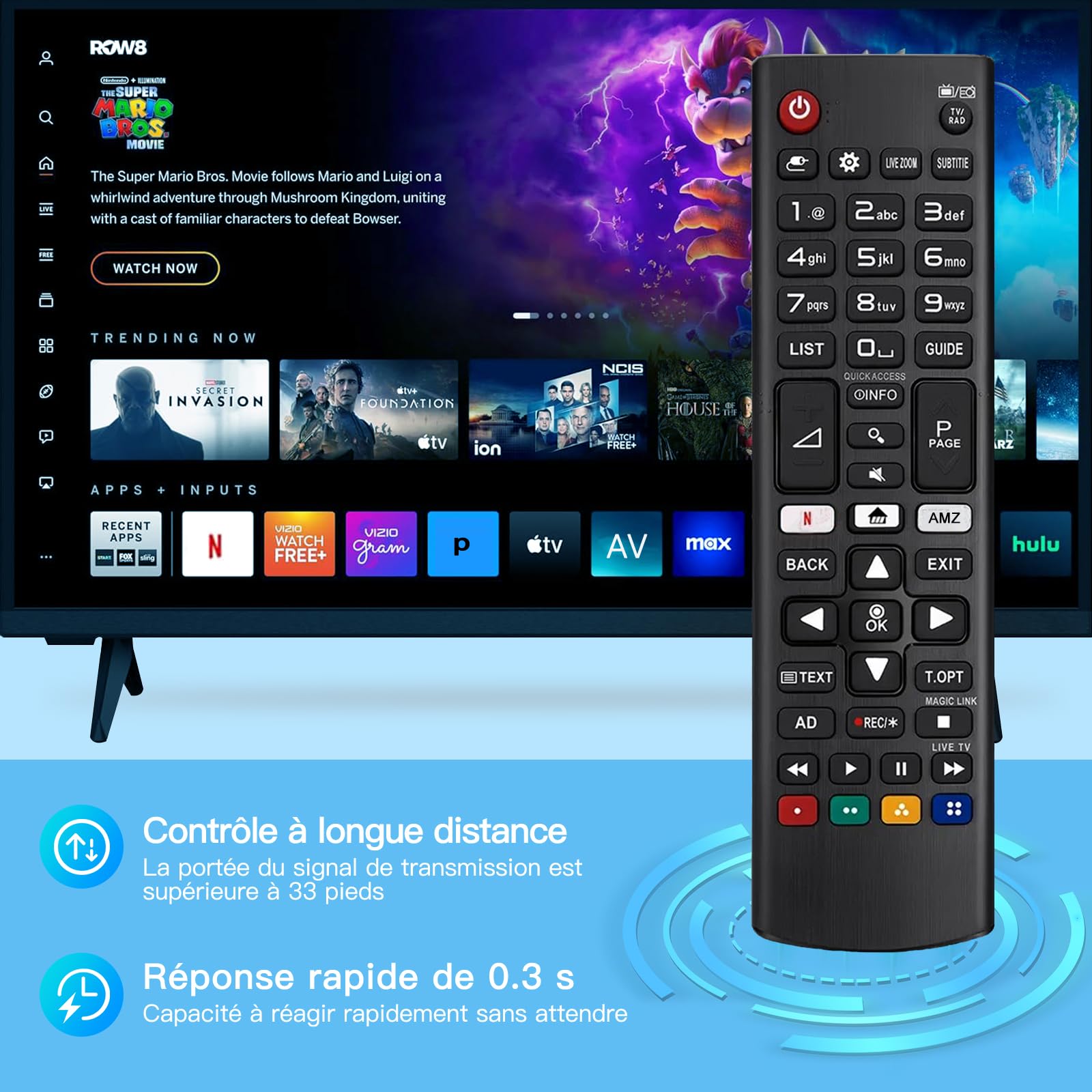 LG AKB75095308 Télécommande Universelle Compatible Tous Téléviseurs LG Smart TV LCD LED 4K 8K Netflix