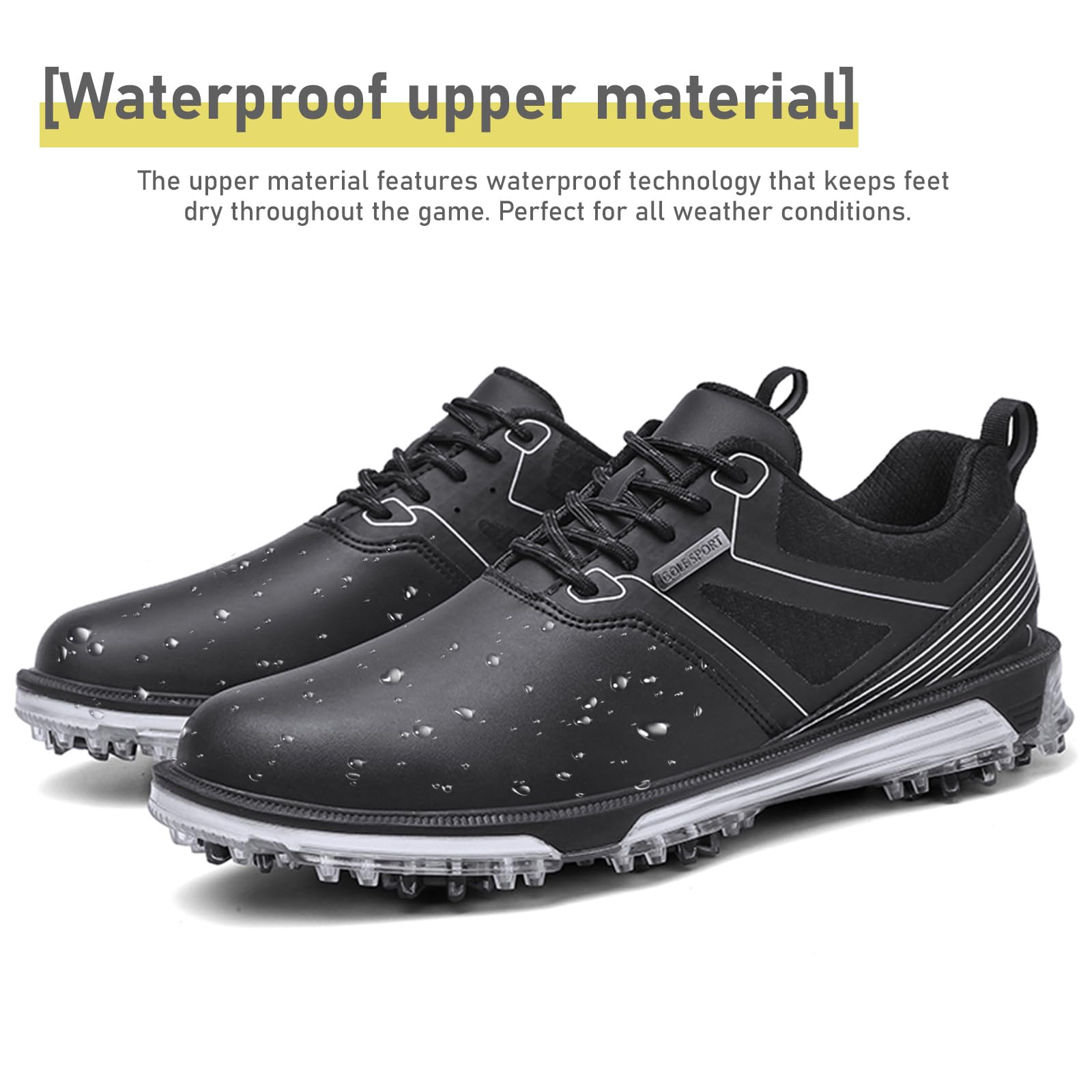 ULTIANT Zapatos de Golf para Hombre, Impermeables, Transpirables, Cordones, Zapatos de Entrenamiento