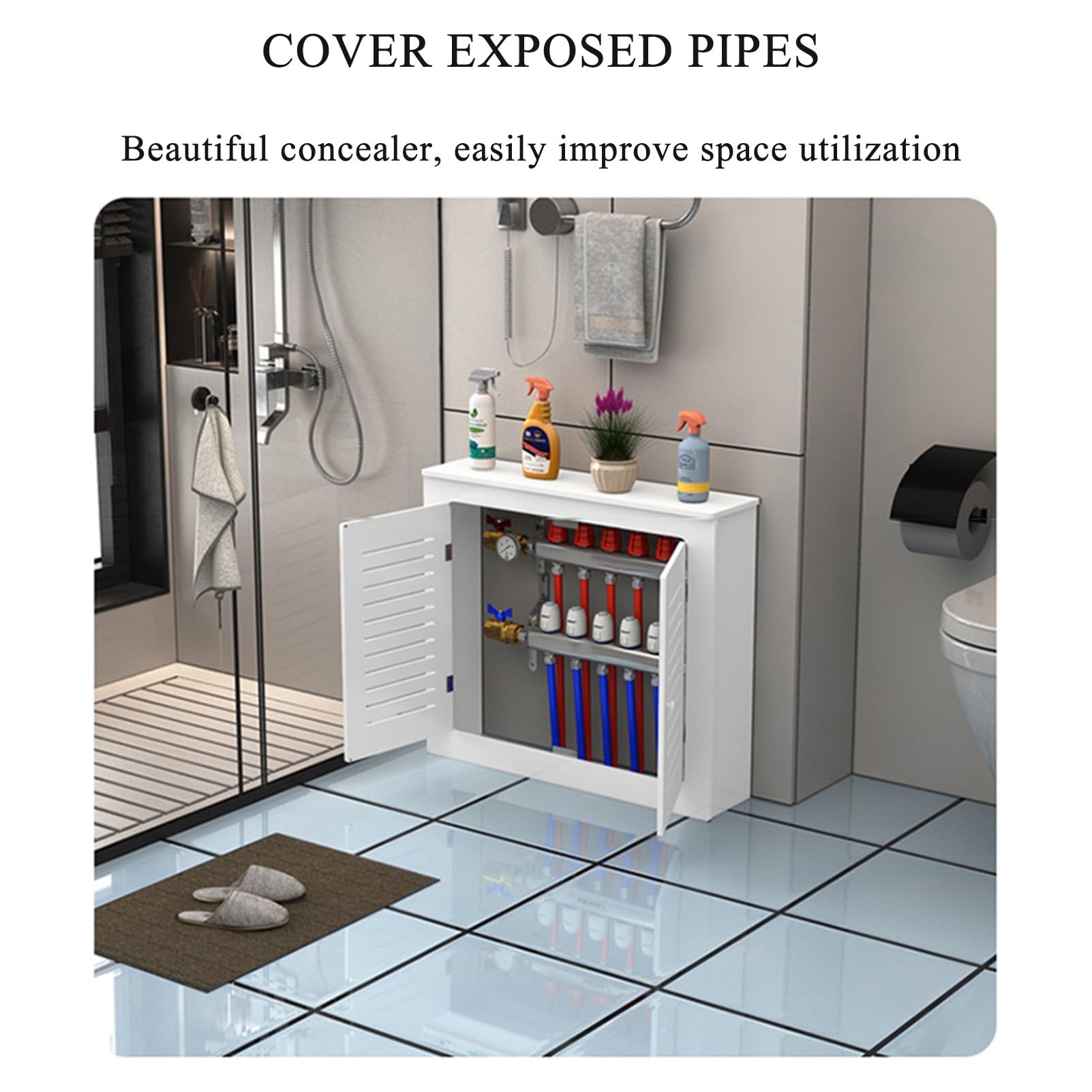 Cubierta del radiador con el almacenamiento, gabinete moderno del protector del calentador para la oficina en casa, pantalla decorativa segura para ocultar tuberías y prevenir quemaduras, estante de a