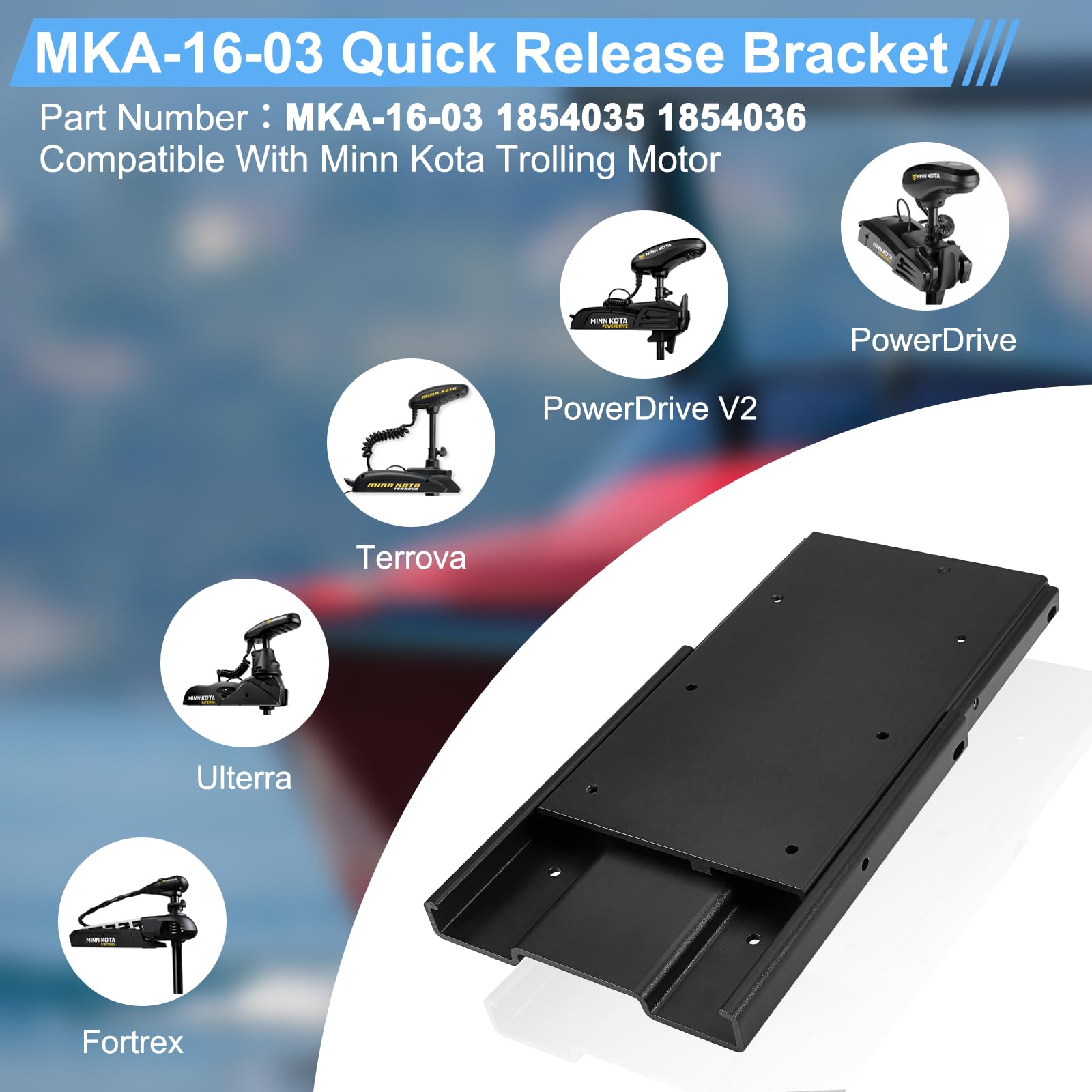 Support de fixation rapide pour moteur de pêche Minn Kota 1854035 MKA-16-03, compatible avec Ulterra, Terrova, PowerDrive  201355758