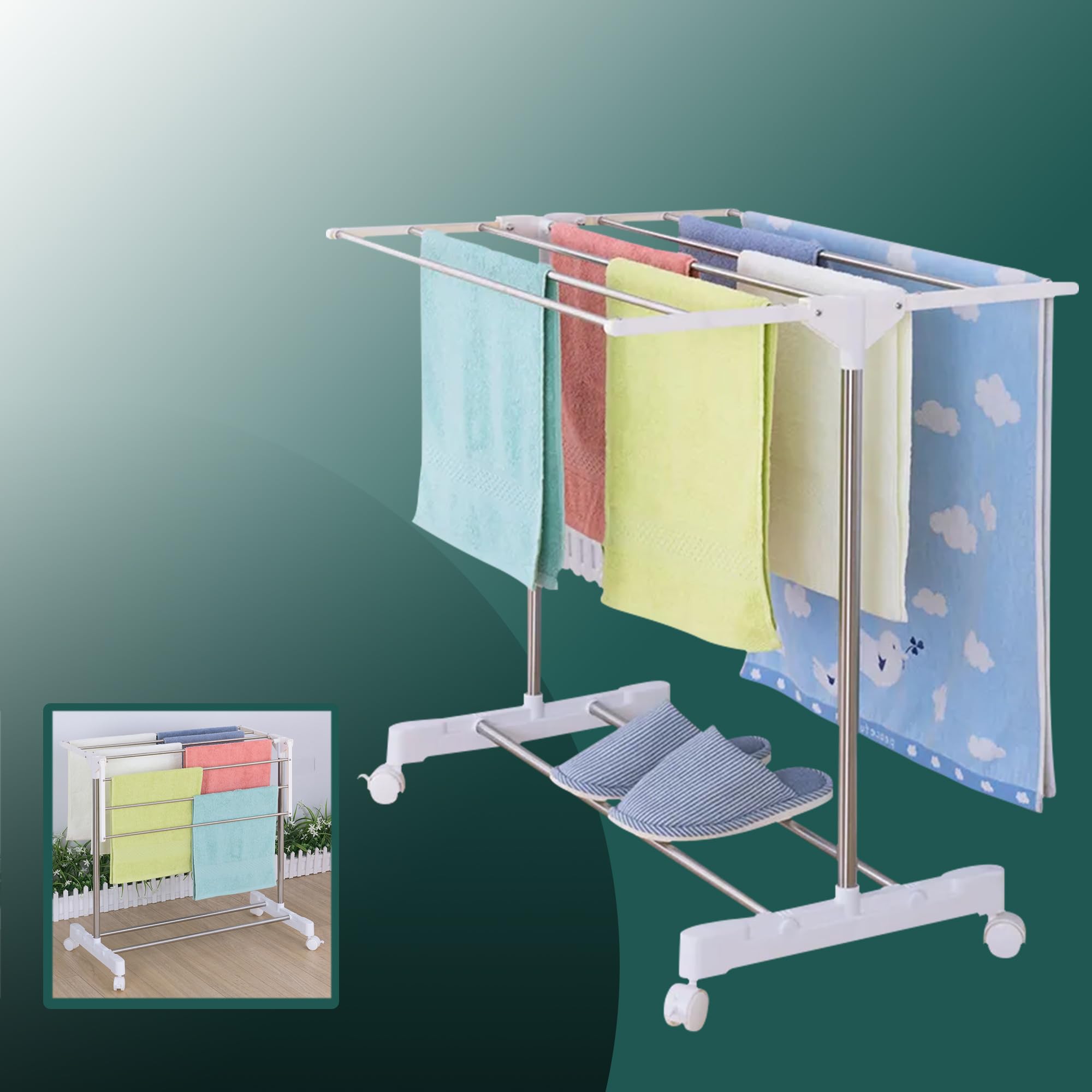 Belanto Plastic Portable Double Pole Telescopic Clothes Drying Rack,Foldable Clothes And Garment Hangingclothes Drying Stand,Laundry Drying Stand With Wheels For Balcony Indoor And Outdoor Home Room (B0CYHDR329) Amazon Price History, Amazon Price Tracker