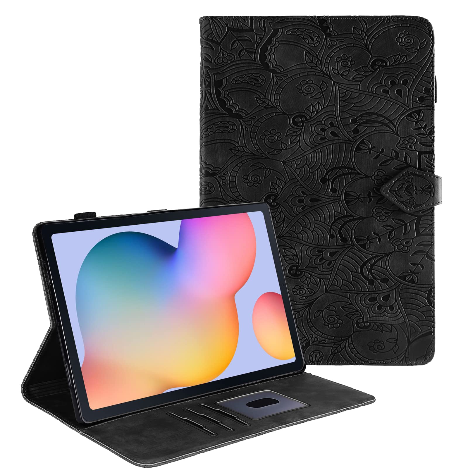 CXTcaseCase for Samsung Galaxy Tab S6 Lite 10.4 Inch 2020, Folio Flip PU Leather Protective Case Leather Case Samsung Tab S6 Lite 2020, Wallet Cover Case Galaxy Tab S6 Lite 10.4 SM-P610/P615, Black