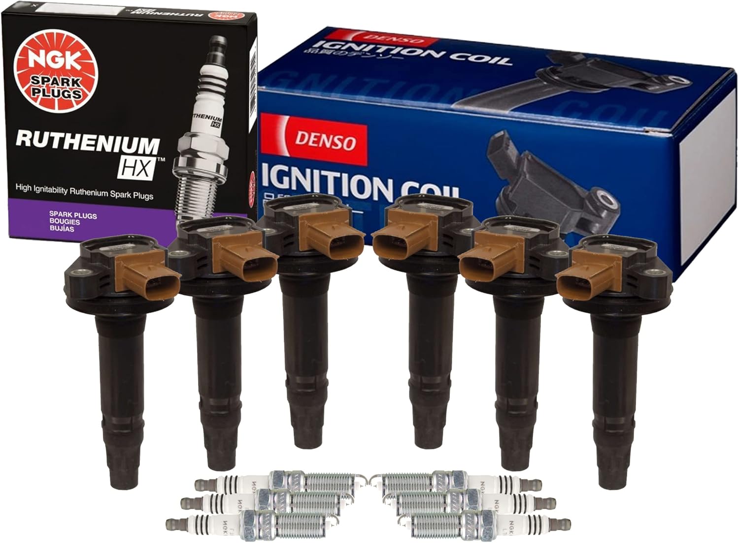 Denso 6 COP Direct Ignition Coils & NGK 6 Ruthenium HX Spark Plugs Kit For Ford Lincoln 3.5 V6 Turbocharged