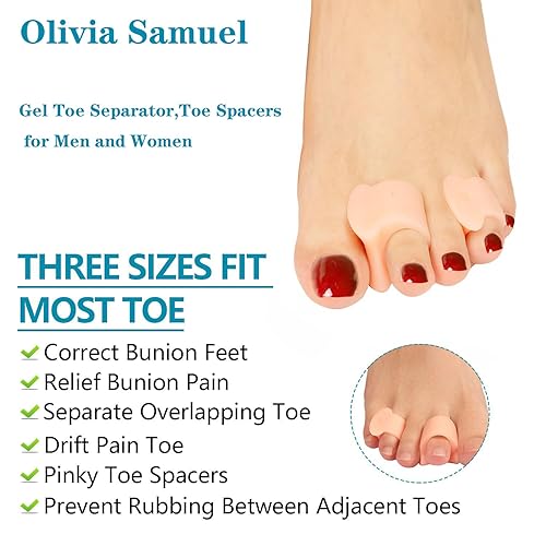 Miniatura 3 de Olivia Samuel Separador de dedos de gel, espaciadores de dedos, corrector de juanetes, almohadillas de cojines para juanetes para evitar roces y