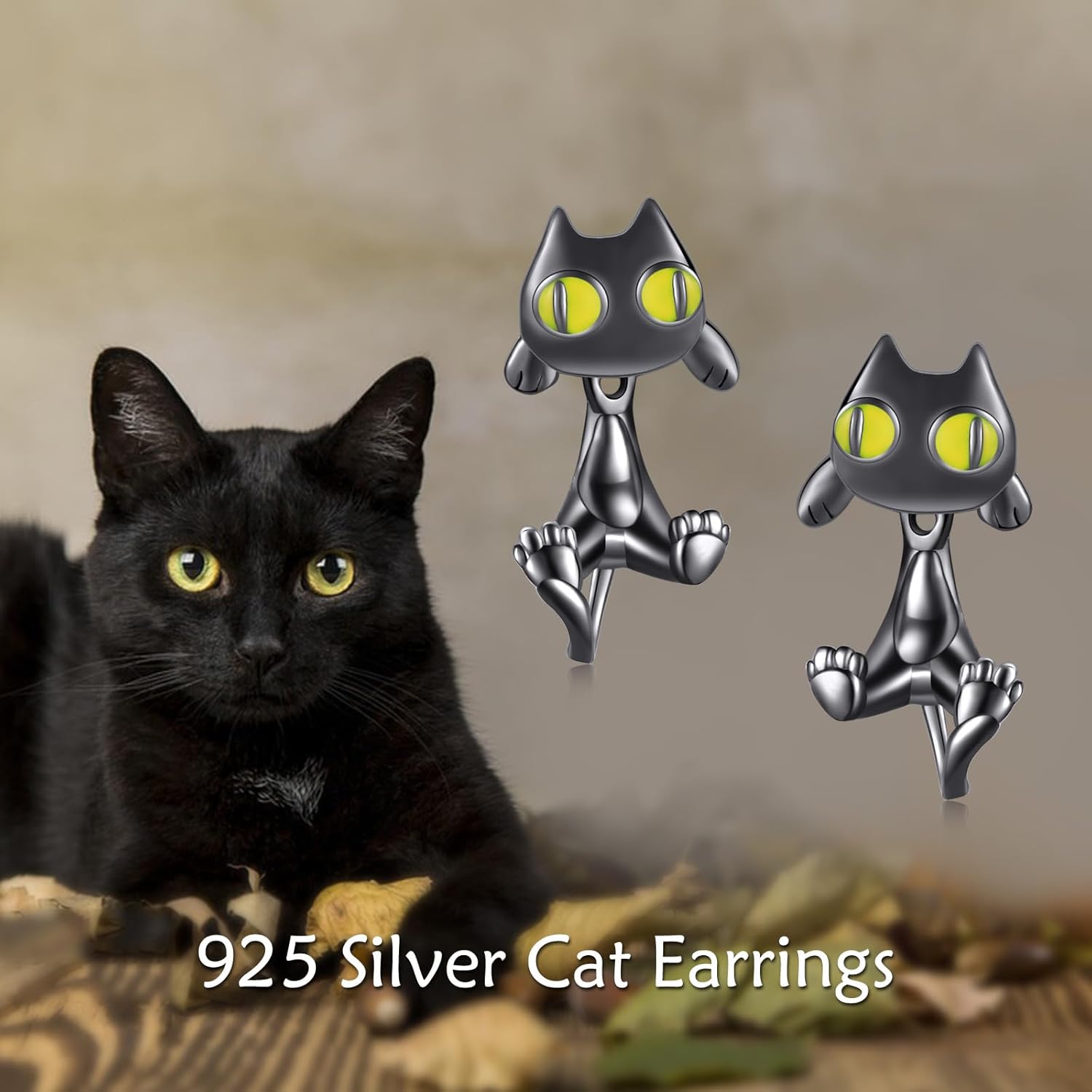 VONALA 925 Sterling Silver Black Cat Dog Hippo Snake Frog French Bulldog Bunny Cow Monkey Penguin Panda Pig Koala Fox Axolotl Stud Earrings for Women Hypoallergenic Gifts Birthday - Image 2