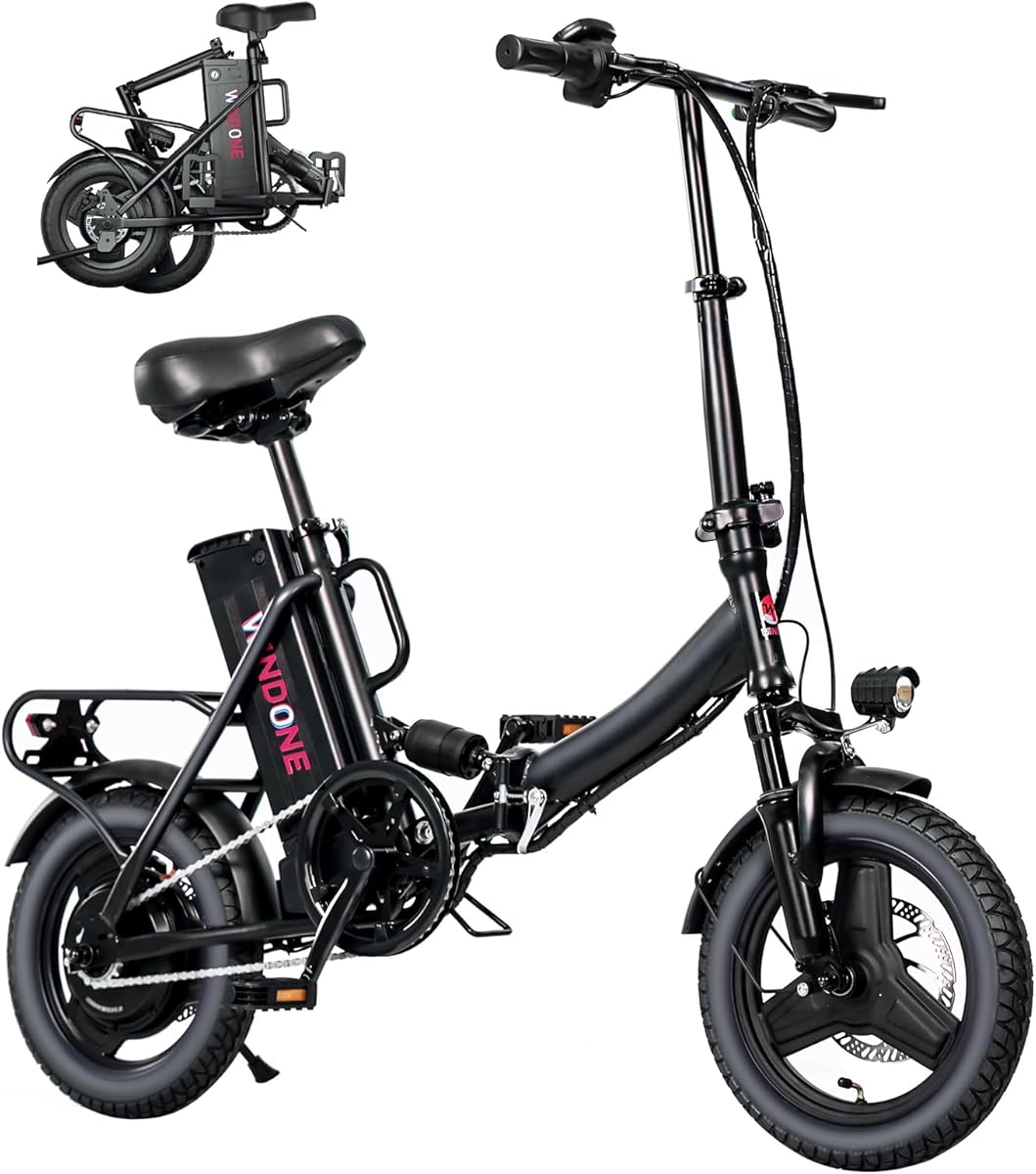Windone S14/S16 Electric Bike for Adults, Max 19/22 MPH Speed & 28/50 Miles Range (PAS),500W/750W Peak Motor, Foldable, Lightweight, Shock Absorbers, UL2849 Certified Ebike