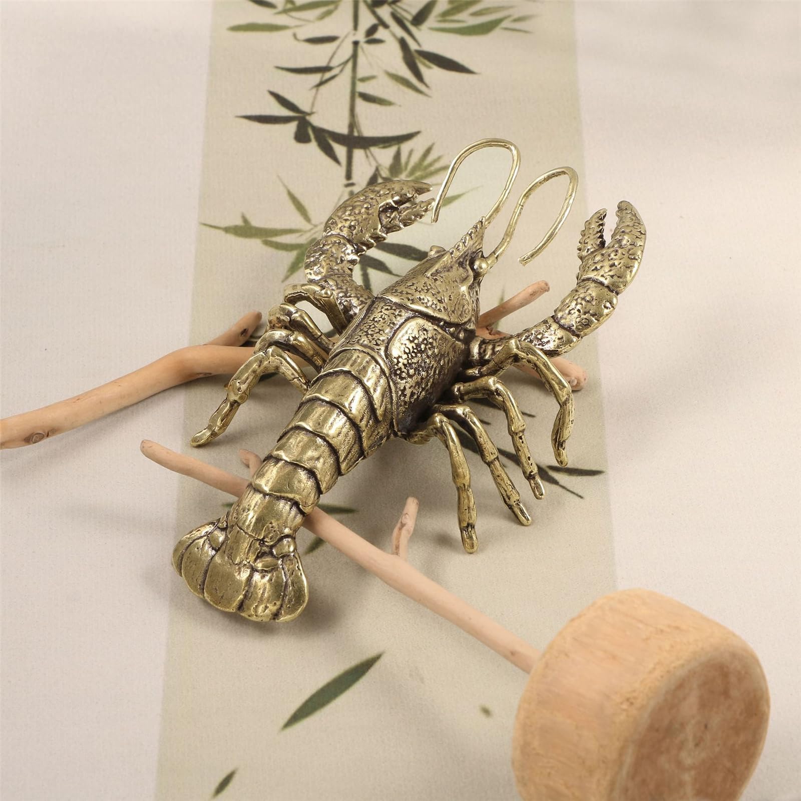 Figurina aragoste in ottone per libreria, tavolo, decorazioni