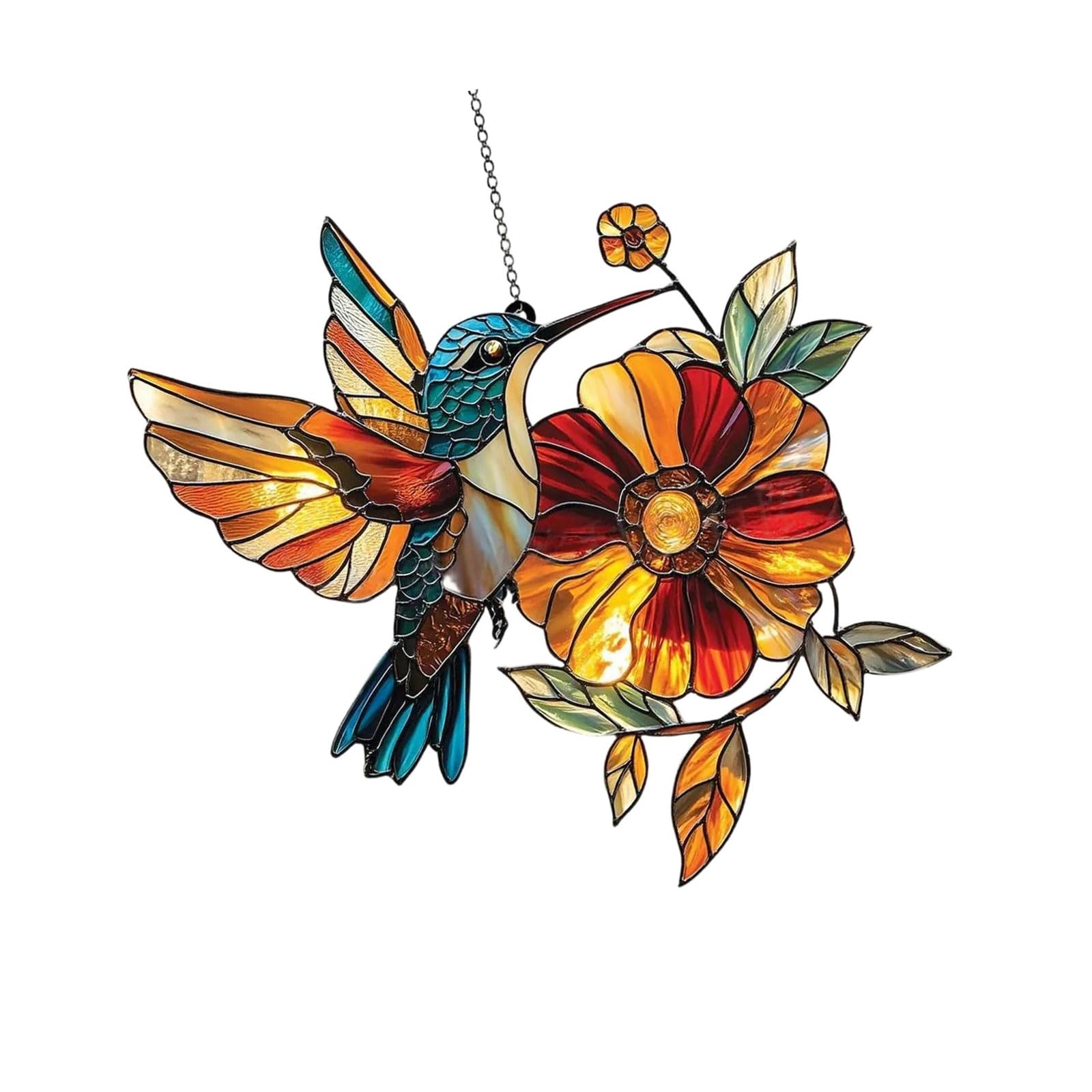 Realistic Hummingbird and Flower Sun Catcher Showcasing Detailed Wing Light Weight Shatterproof Acrylic Acrylic Hummingbird Sun Catcher Windproof for Outdoor Decoration No Fade