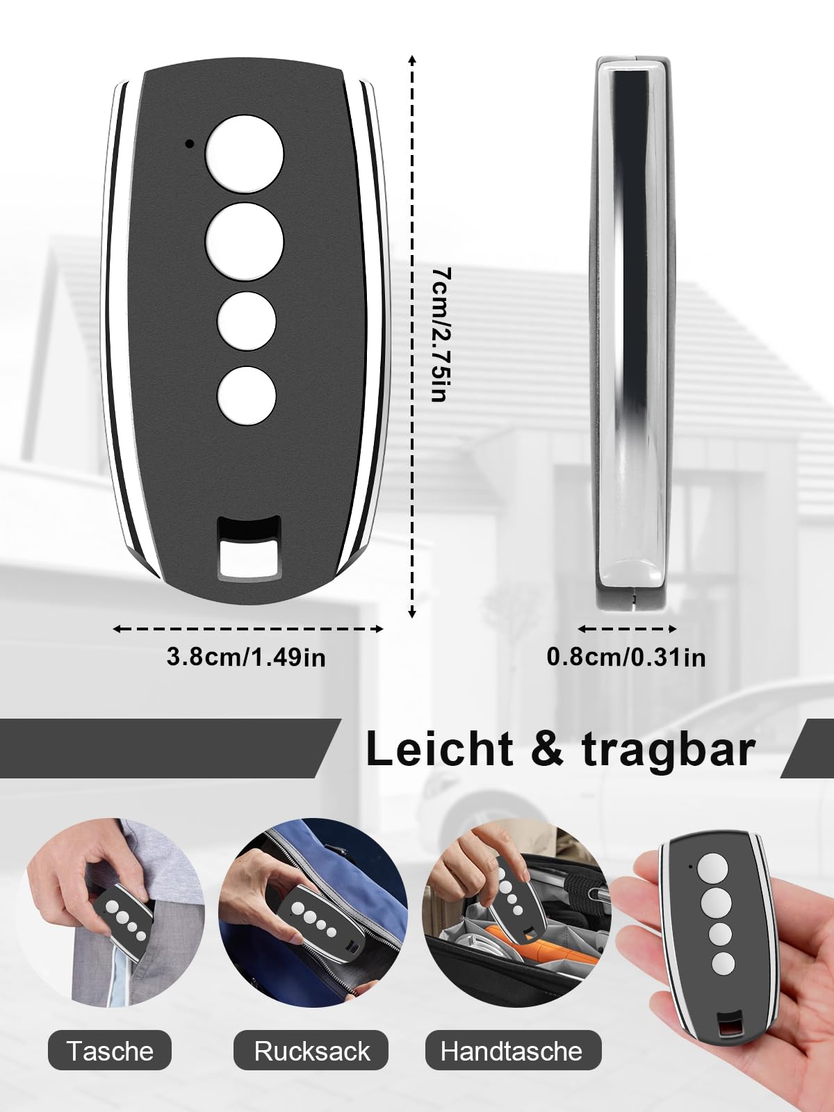 Repuesto King Gates STYLO, STYLO2K, STYLO4K Abrepuertas de garaje Mando a distancia, 433,92 MHz Mando a distancia para puertas de garaje, 4 canales Código variable, 3 unidades