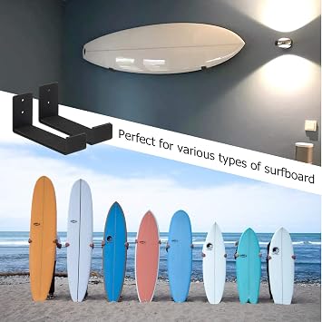 Mind and Action Solid Aluminum Surfboard Wall Rack, Snowboard Display Mount,Short Board & Long Board Storage