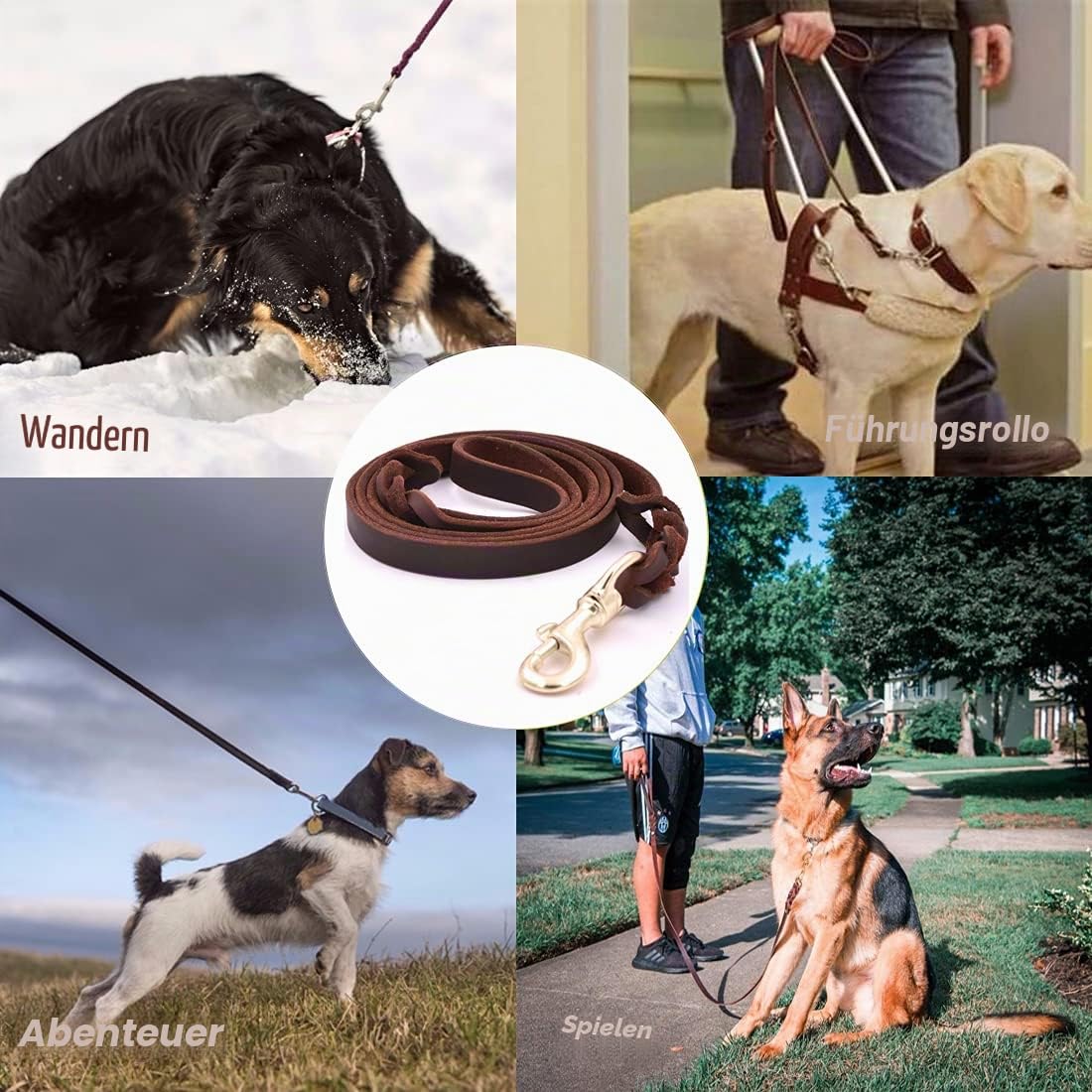 Leder Hundeleine 1,2m /1,6m /2,1m Lange Heavy Duty Haltbarkeit Hundeführleine Sicherheitsseil Hochwertiger Fettlederlein Reißfeste Und Geflochtene Hundeleinen für Groß Mittel Hunde Gehtraining 2,1M