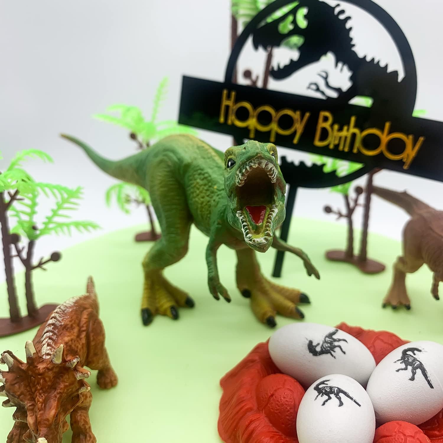 22PCS Dinosaur Cake Topper with Eggs Trees Dinosaur Toppers Birthday Party Cake Decorations Baby Shower Theme Party Decor - Image 2