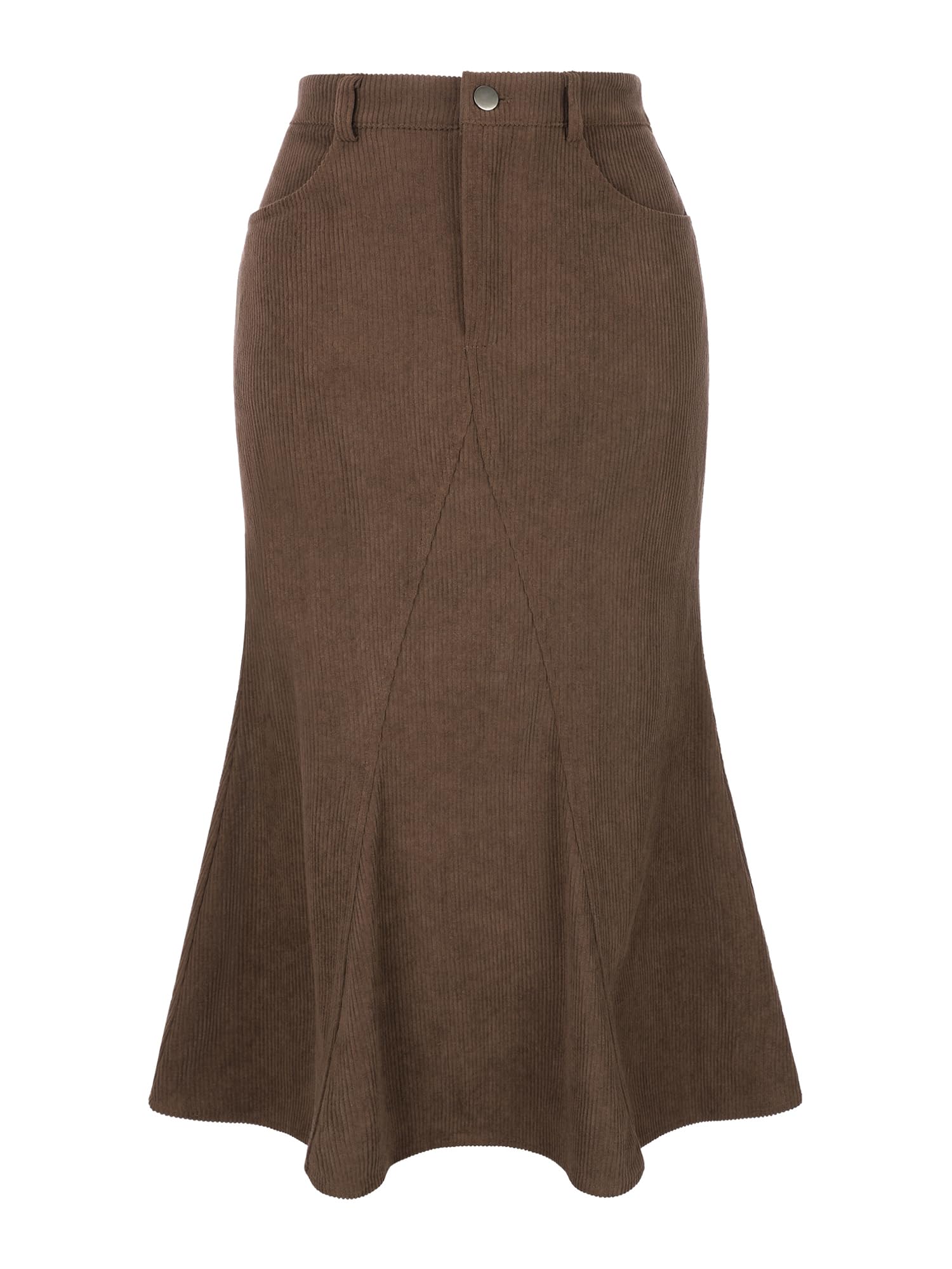 Seta T Womens Corduroy Skirts High Waist Stretchy Midi Mermaid Skirt with Pockets Casual Work Fall Winter 2025
