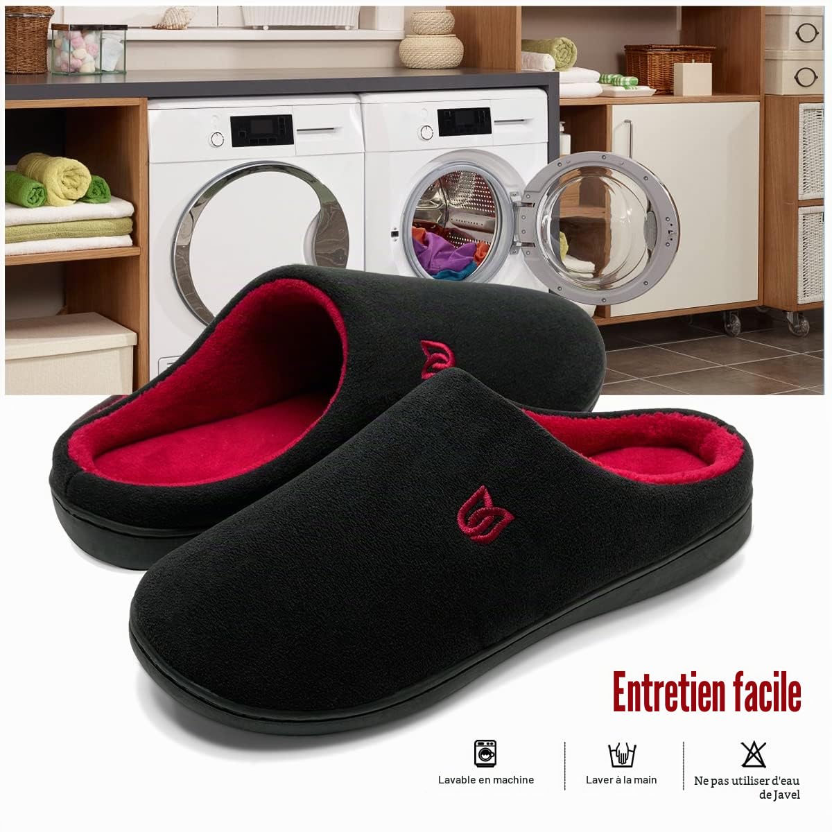 WateLves Chaussons Homme Pantoufle Femmes Hiver Court Peluche mémoire Mousse Chaud Coton Mixte Adulte
