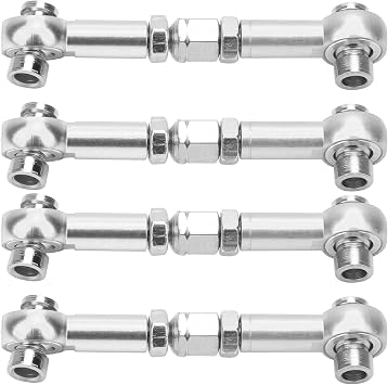 4Pcs RC Steering Linkage Rod, RC Aluminum Alloy Steering Link Rod Upgrade Parts for 94122 1/10 CarSilver