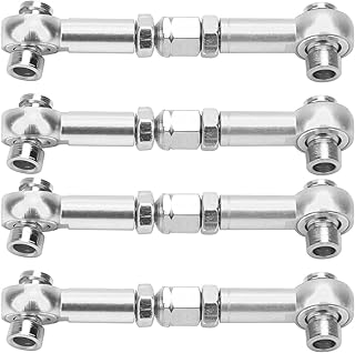 Vbest life 4Pcs RC Steering Linkage Rod, RC Aluminum Alloy Steering Link Rod Upgrade Parts for HSP 94122 1/10 Car(Silver)