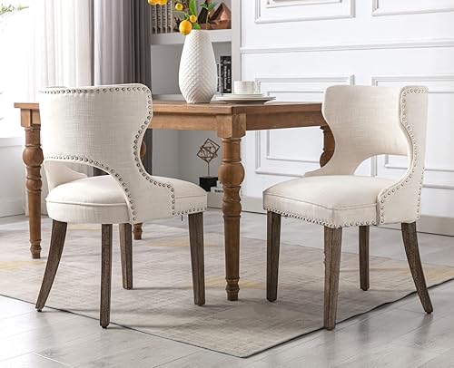 CIMOTA Juego de 2 sillas de comedor modernas de mediados de siglo, sillas de comedor tapizadas, cómodas sillas laterales sin brazos con respaldo