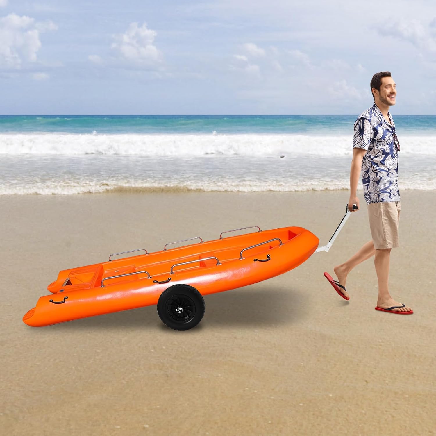 Sailboat Trailer, 88.18lbs Weight Capacity, Trolley for Small Boat, Aluminum Trailer Mover with Wheels&Lock Pins, Boat Trailer Dolly for Fishing Boats, Kayaks, Canoes Less Than 4.27 * 4.56ft