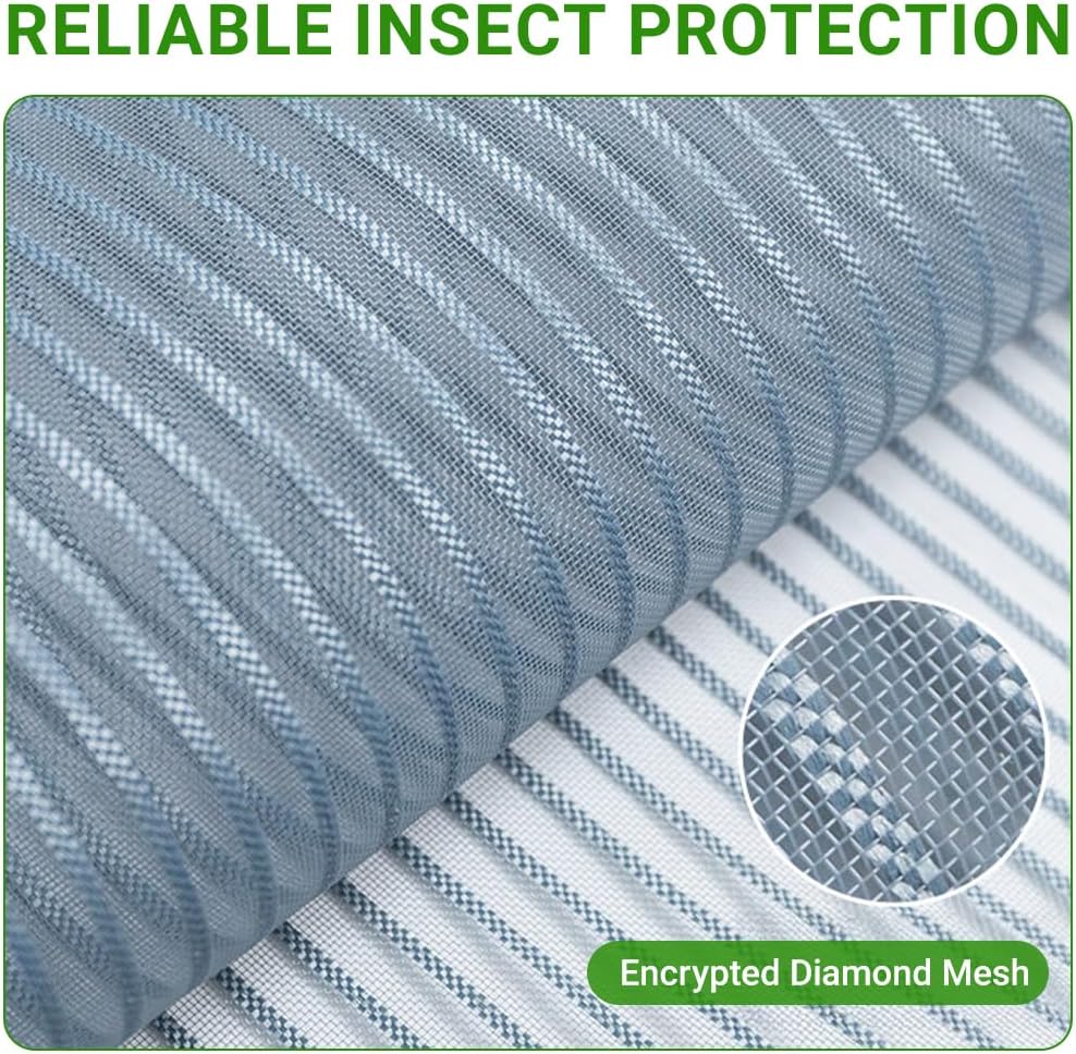 HASTHIP® Zip-up Window Mosquito Screen 120x120cm,No Drill Removable Fine Mesh Mosquito Screen Net with Lace Trim, Ventilated Mosquito Prevention Insect Window Screen