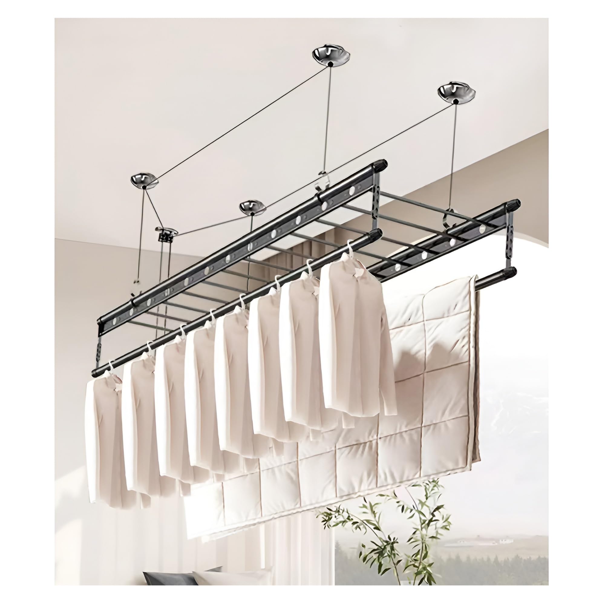Stendibiancheria da soffitto per bucato, Sistema di carrucole in Lega di Alluminio, stendibiancheria salvaspazio per Balcone o Uso Domestico