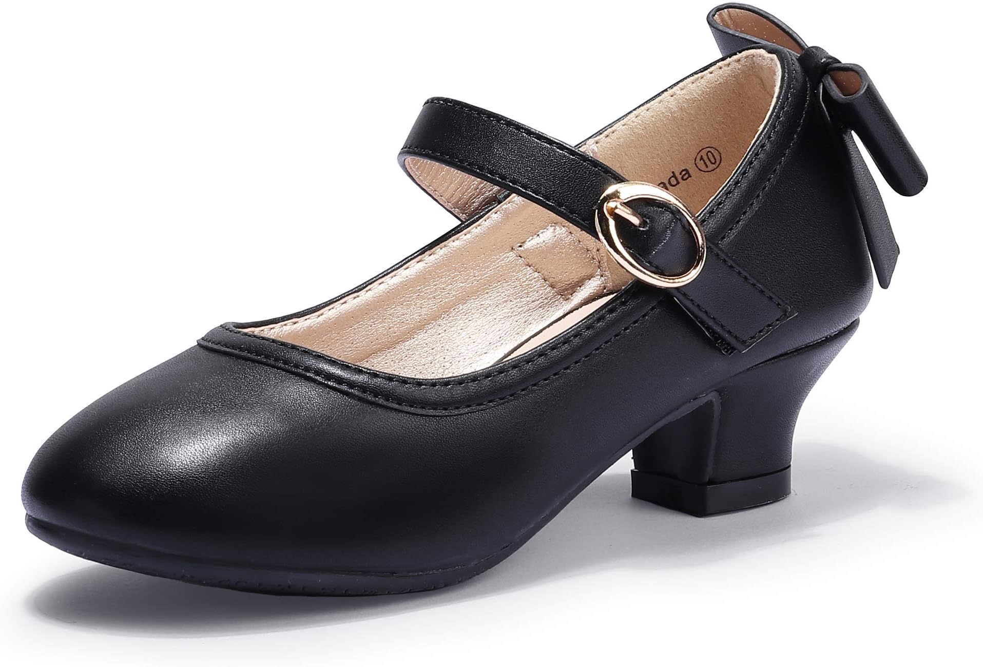 PANDANINJIA Girls Toddler/Little Kid Jada Dress Mary Jane Pumps Bow Low Heels Party Wedding Princess Shoes