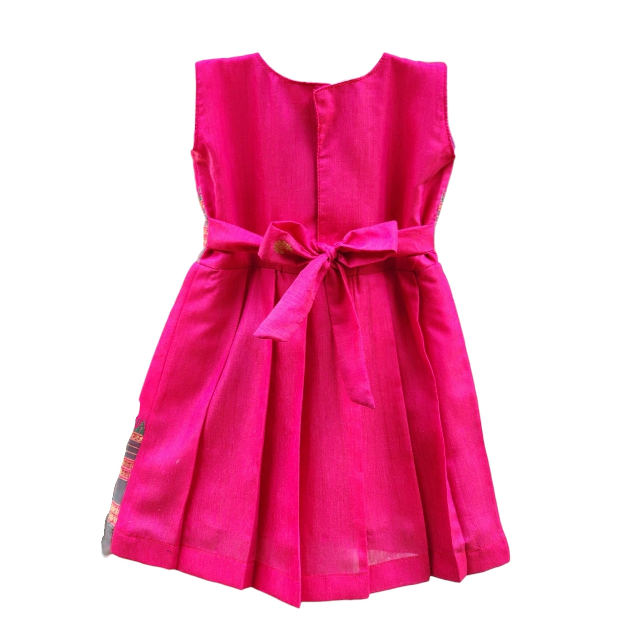 Amba Collection Boutique Girl'S Traditional Ethnic Wear Narayanpeth Butti Design Sleeveless Frock Pink, Knee-Length, 0-3 Months 4