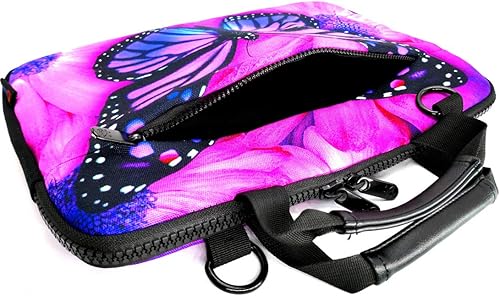 Miniatura 3 de icolor 14.5-15.6 pulgadas lona portátil manga bolsa mensajero hombro caso - mariposa púrpura