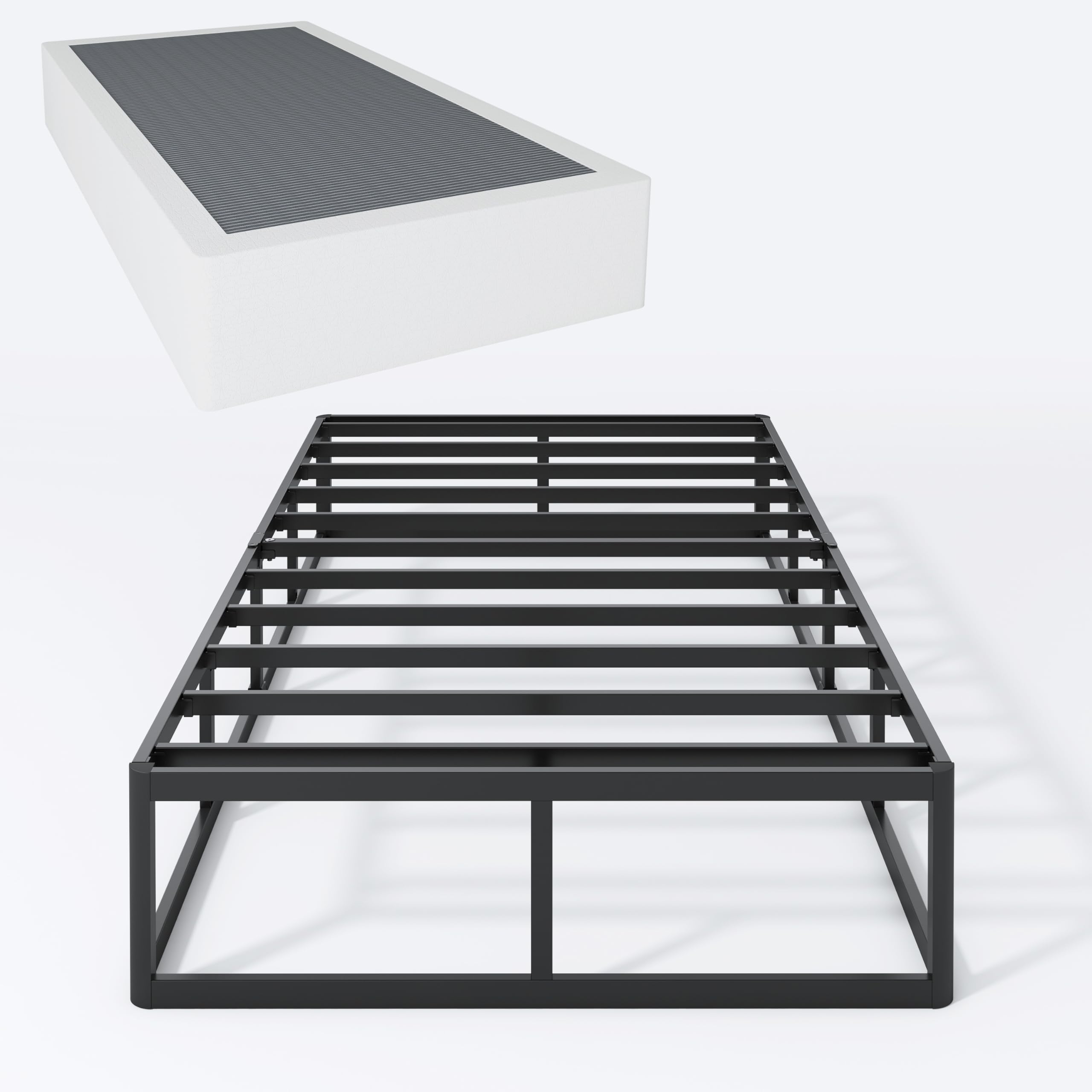 Twin XL Box Spring 9 Inch High Profile Metal Frame Mattress Foundation,Twin XL Size Box Spring with Fabric Cover, Easy Assembly, Noise Free
