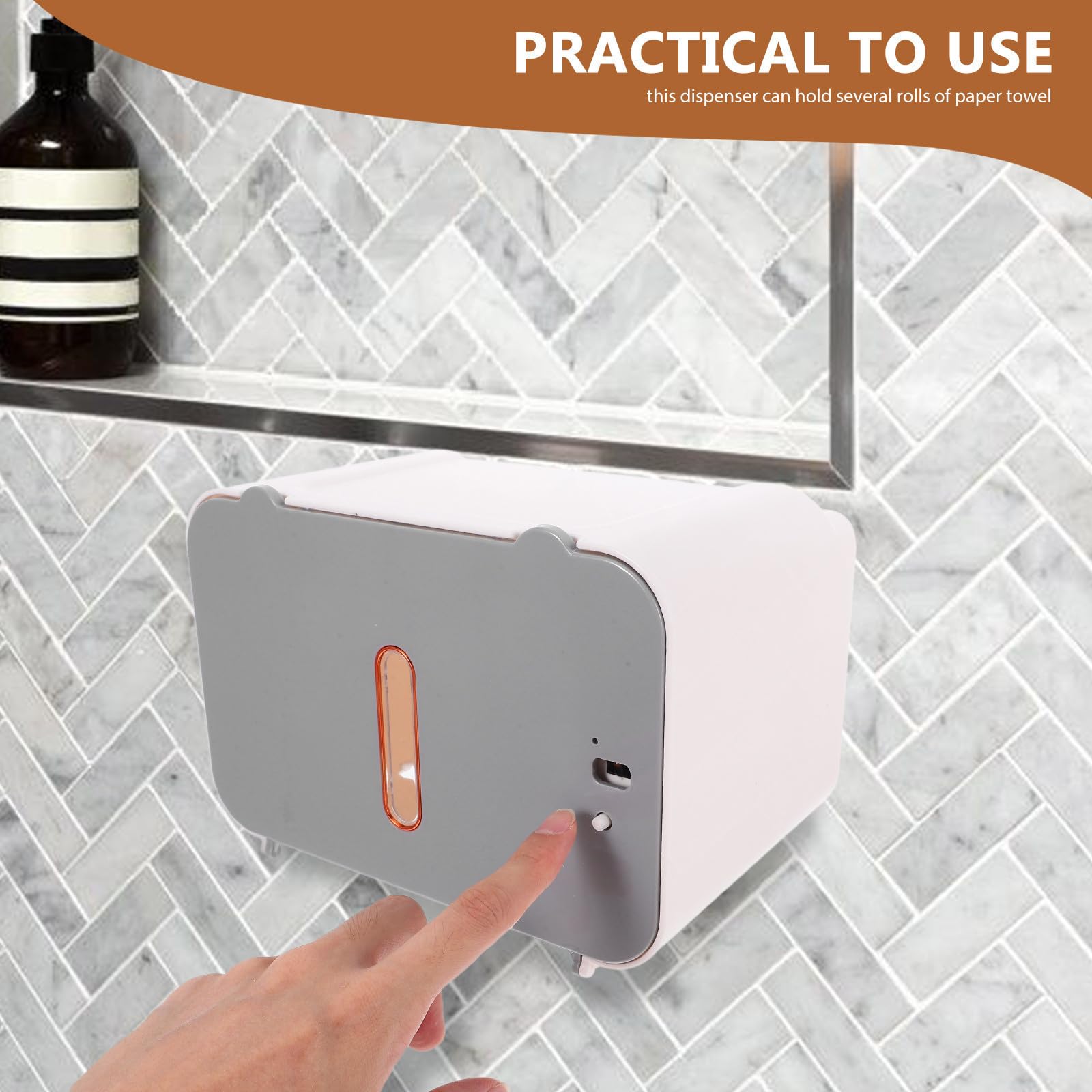 Toyvian Dispensador Automático de Toallas de Papel Soporte de Pared sin Taladro con Sensor de Movimiento Material Abs y Metal, Adecuado para Baño y Cocina