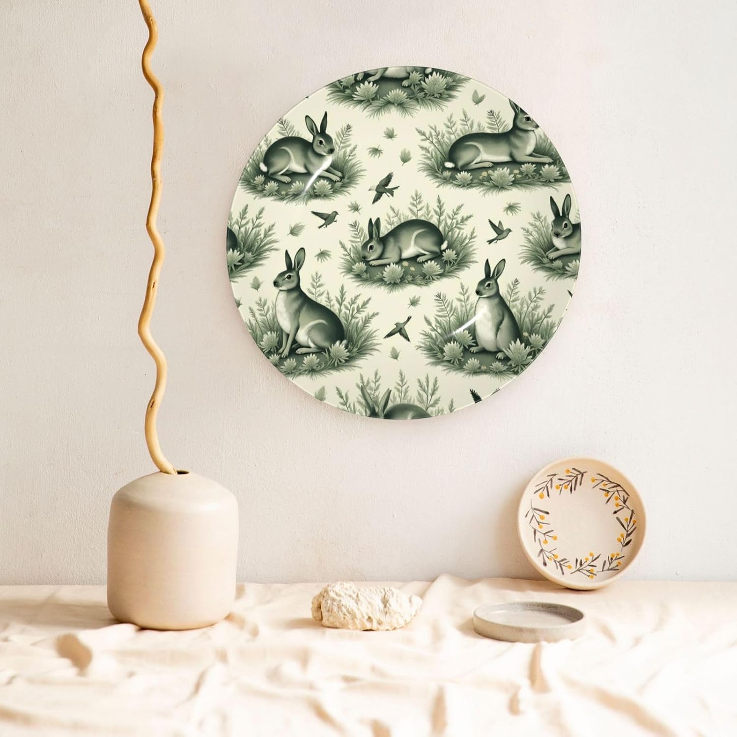 Easter Celebration Theme Style Ceramic Plate Display Decorative Plate With Stand Wall Hanging Plate For Home Decor 10 Inch