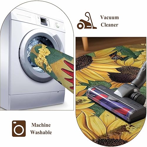 Miniatura 8 de 2.7x5 Area Rugs, Retro Rooster Non-Skid Rubber Backing Large Rectangle Rugs - Living Room Bedroom Home Office, Sunflower Farmhouse Animals