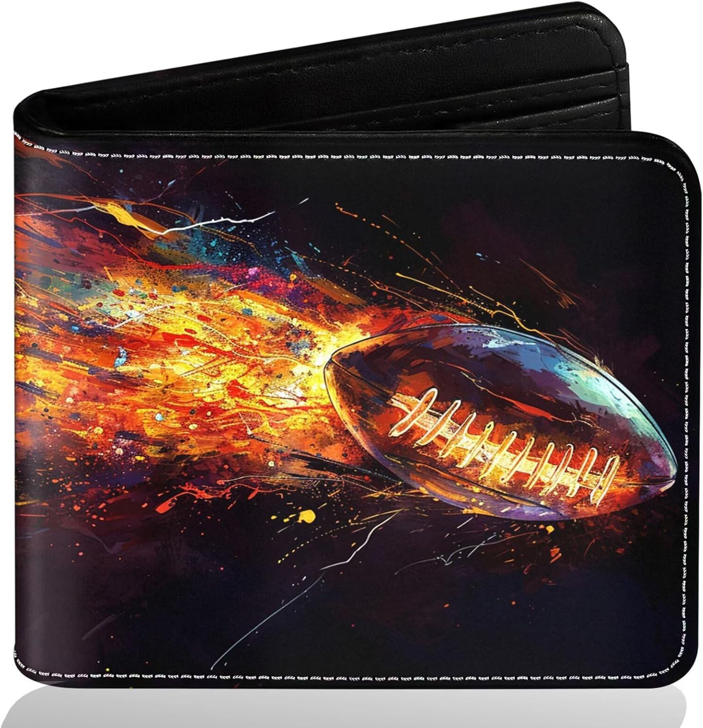 Boys Wallet for Teens, Cool Kids Wallet for Boys Ages 8-10 9-12 11-15, Funny Football Leather Bifold Rfid Blocking, Coin Pocket Id Window for Teen Men Youth Guys Birthday Christmas Gifts