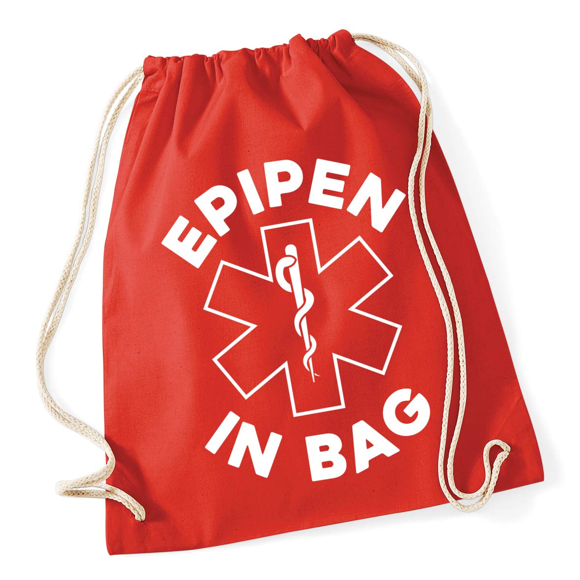 Hippowarehouse Epipen in bag Drawstring Cotton School Gym Bag 37cm x 46cm, 12 litres