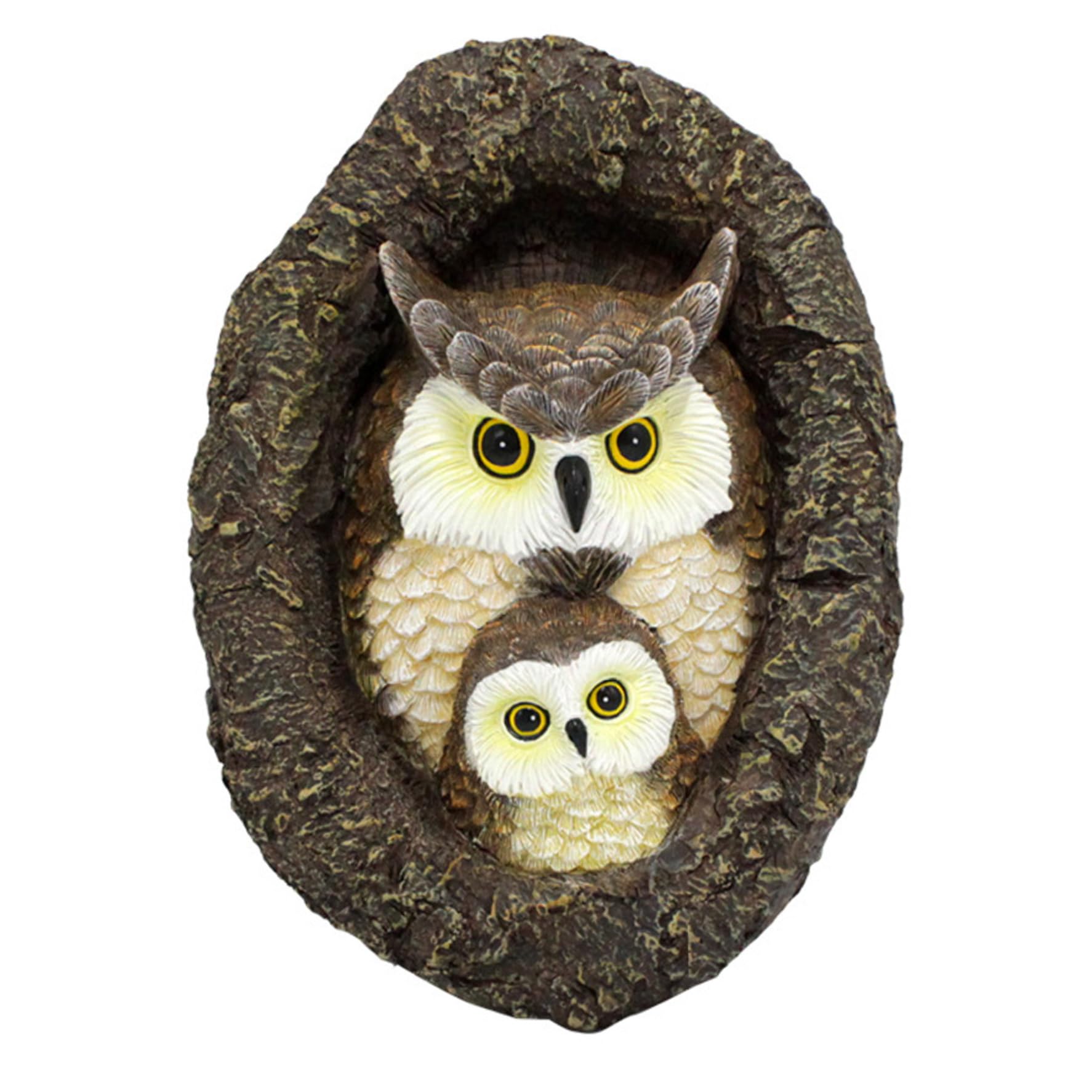 Visages d'arbre hibou en résine : sculpture de jardin haut de gamme durable