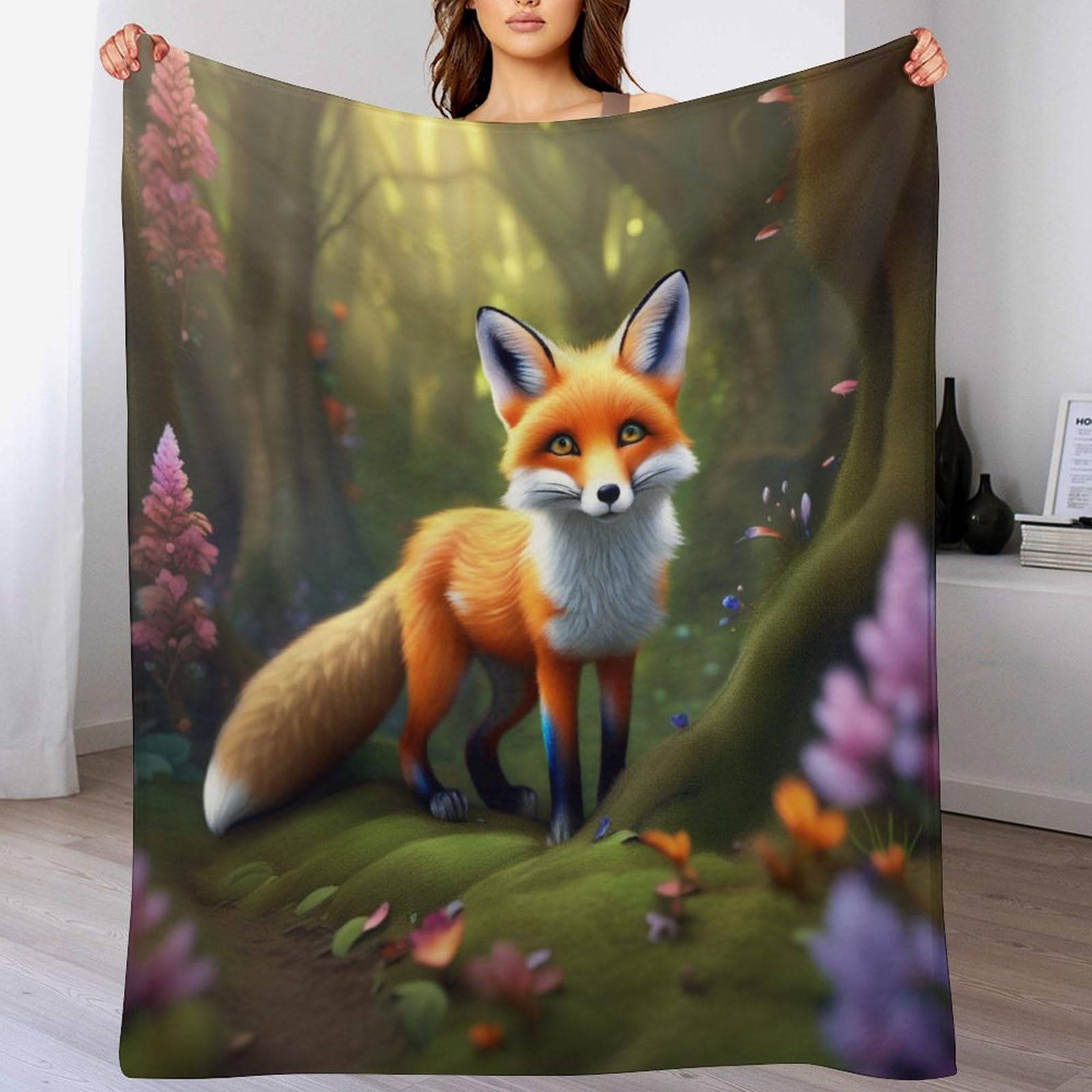 Polaire de flannel supérieure et couverture renard douce 140x180