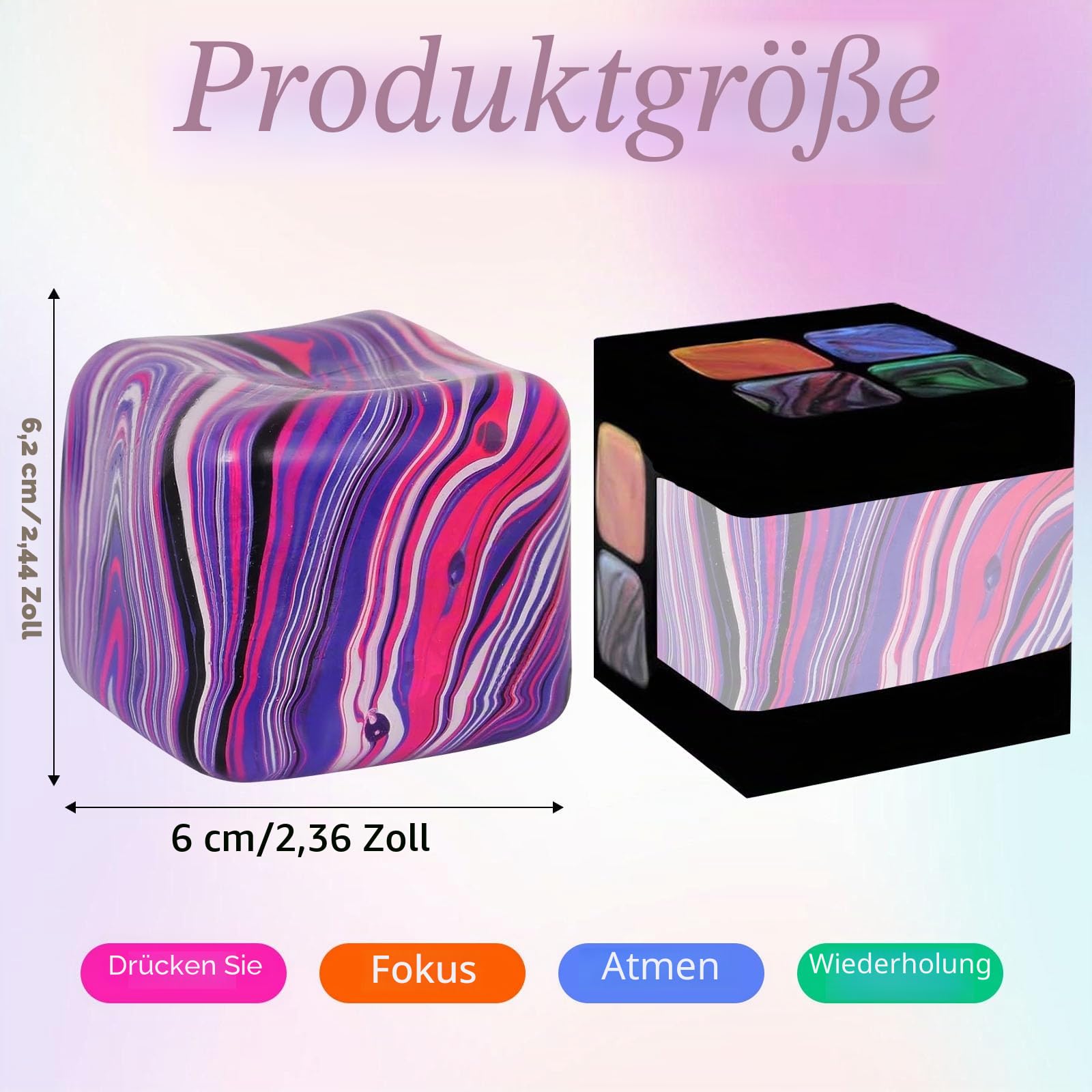 Squishy Cube, Squishy Stress Würfel, Eiswürfel Sensorik Stressball, Eiswürfel-Fidget-Toy, Ice Cube Squishy, Fidget Cube Stressball, Squishy Fidget Toys, für Erwachsene Angstlinderung