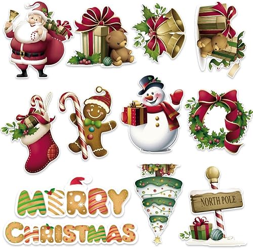 Hying Juego de 52 tableros de anuncios de Navidad, gnomos de Papá Noel, decoración de calcetines de Navidad, recortes de vacaciones de invierno,