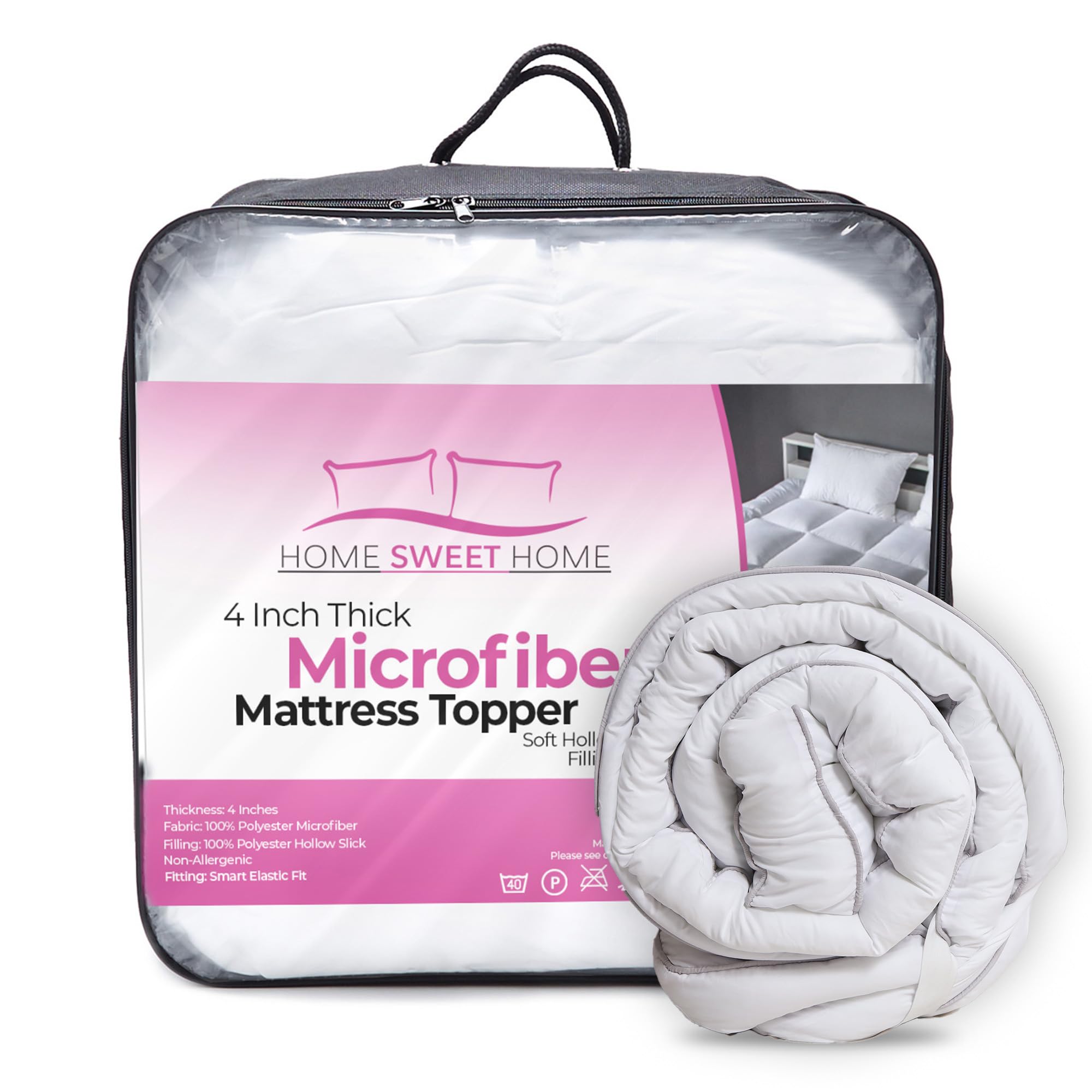10Cm Extra Thick Microfibre Soft Touch 4 Inch Mattress Topper from B&Q