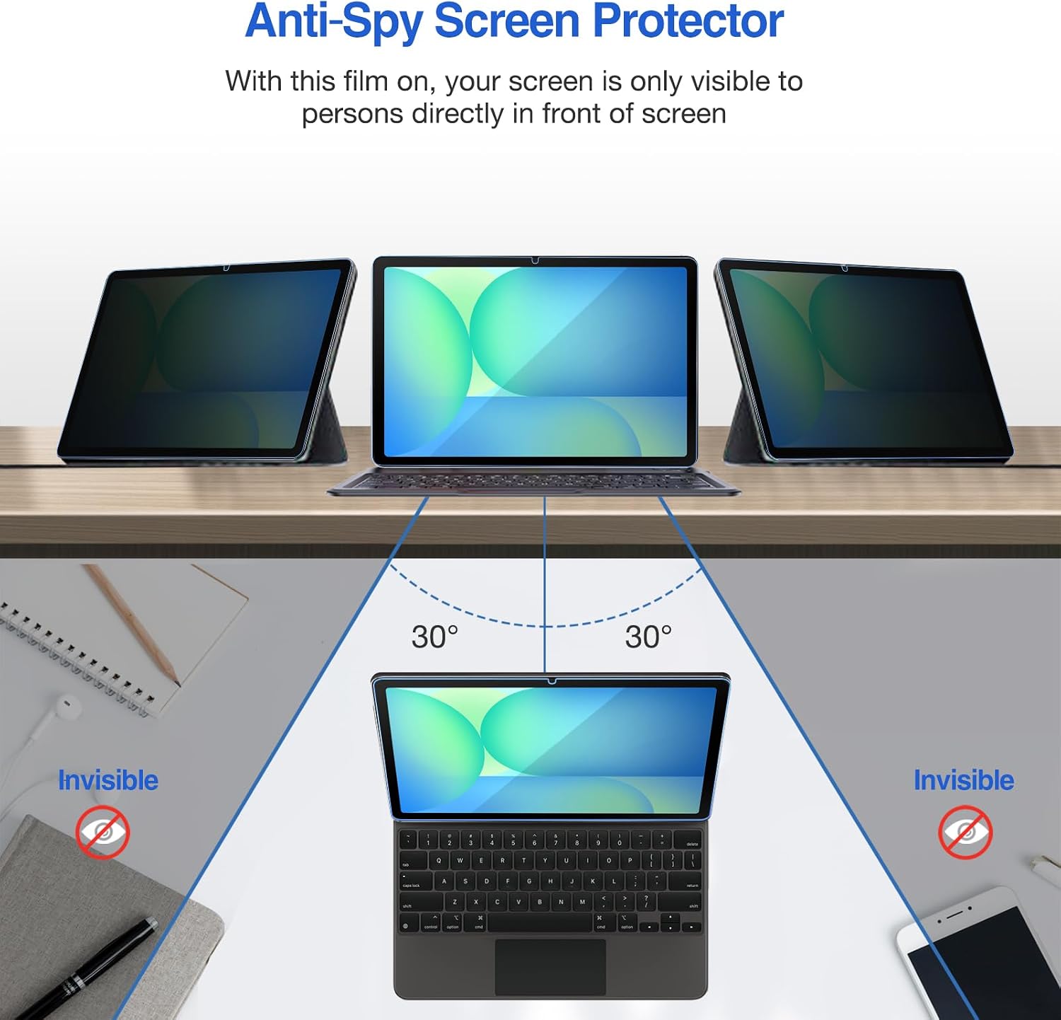 ProCase Privacy Screen Protector for Galaxy Tab S10 FE 2025/Tab S9 FE 10.9"/Tab S9 11" 2023/Tab S8 2022/Tab S7 2020, Anti-Spy Tempered Glass Film Guard for Tablet (SM-X520/X510/X710/X700/T870)
