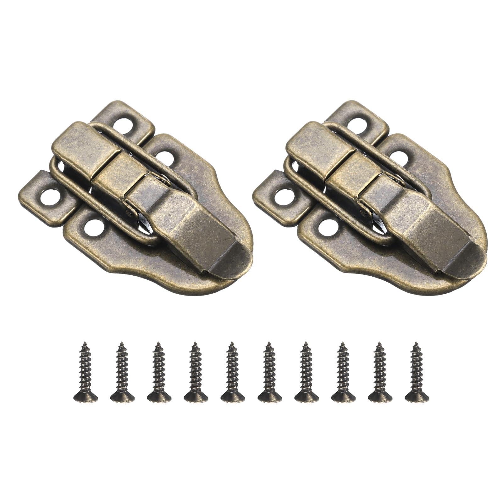 sourcing map 2 Pcs Duck-Billed Hasp Lock, 60 x 40mm Retro Box Toggle Latch Metal Buckle Hasp Clasp Without Padlock Hole with Screws for Jewelry Box Suitcase Toolbox Wooden Case, Bronze